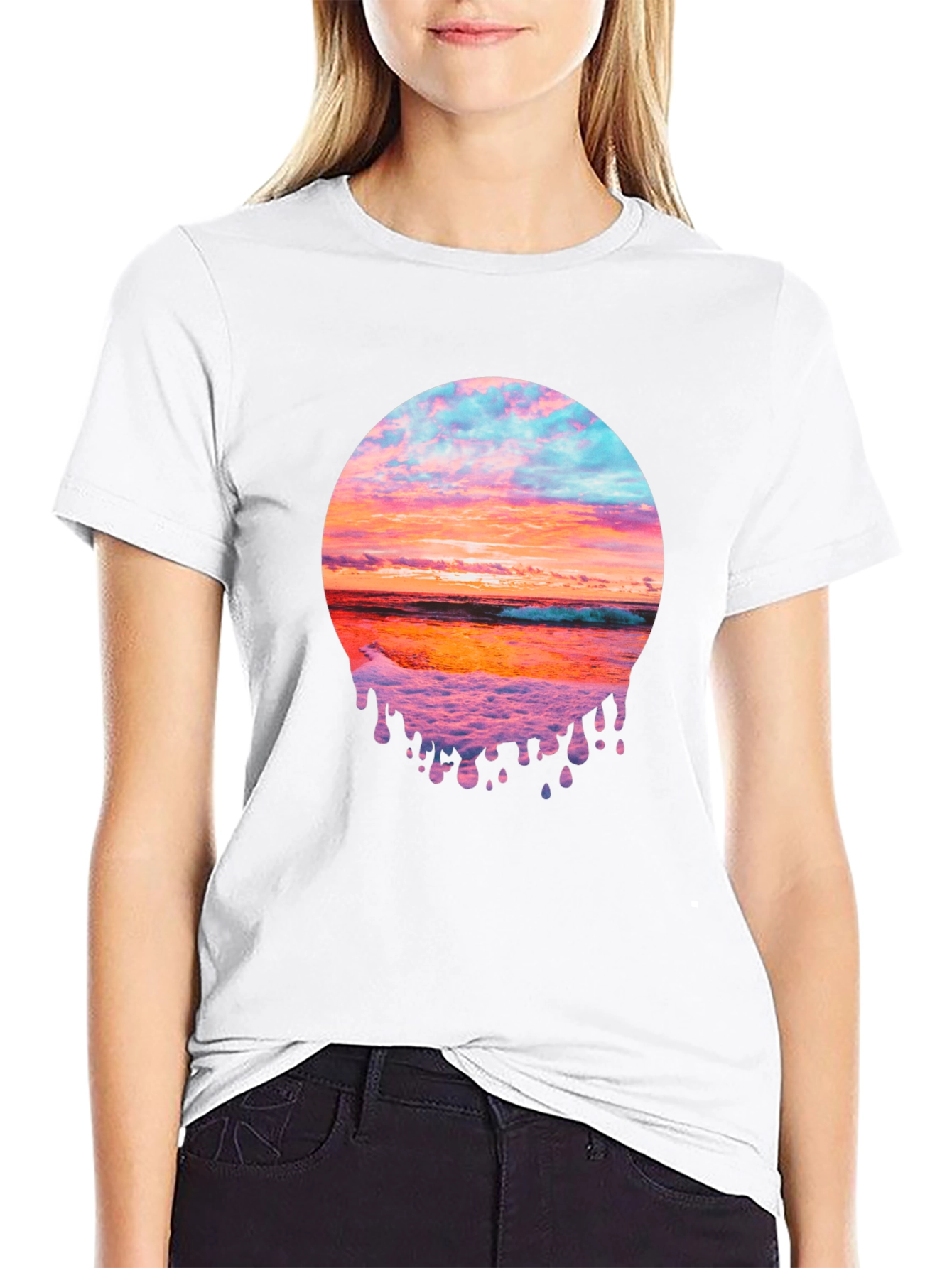 Sunset Beach Graphic Tee - Black