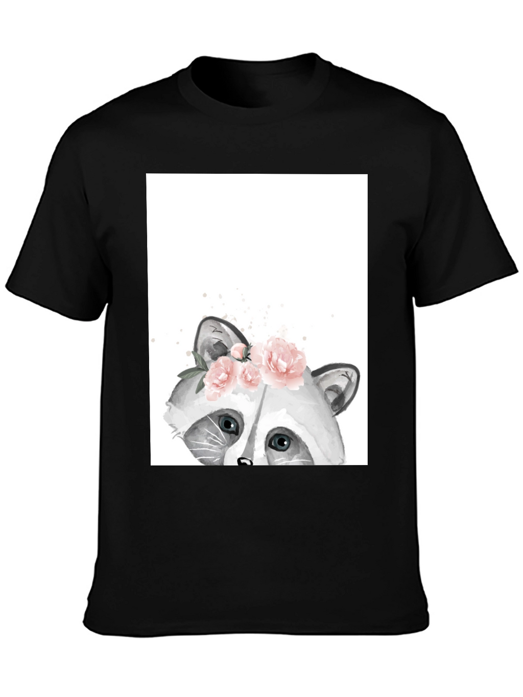 Raccoon Floral T-Shirt - Cute Animal Graphic Tee