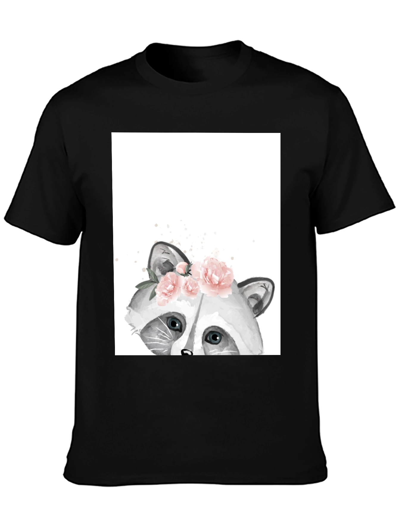 Raccoon Floral T-Shirt - Cute Animal Graphic Tee
