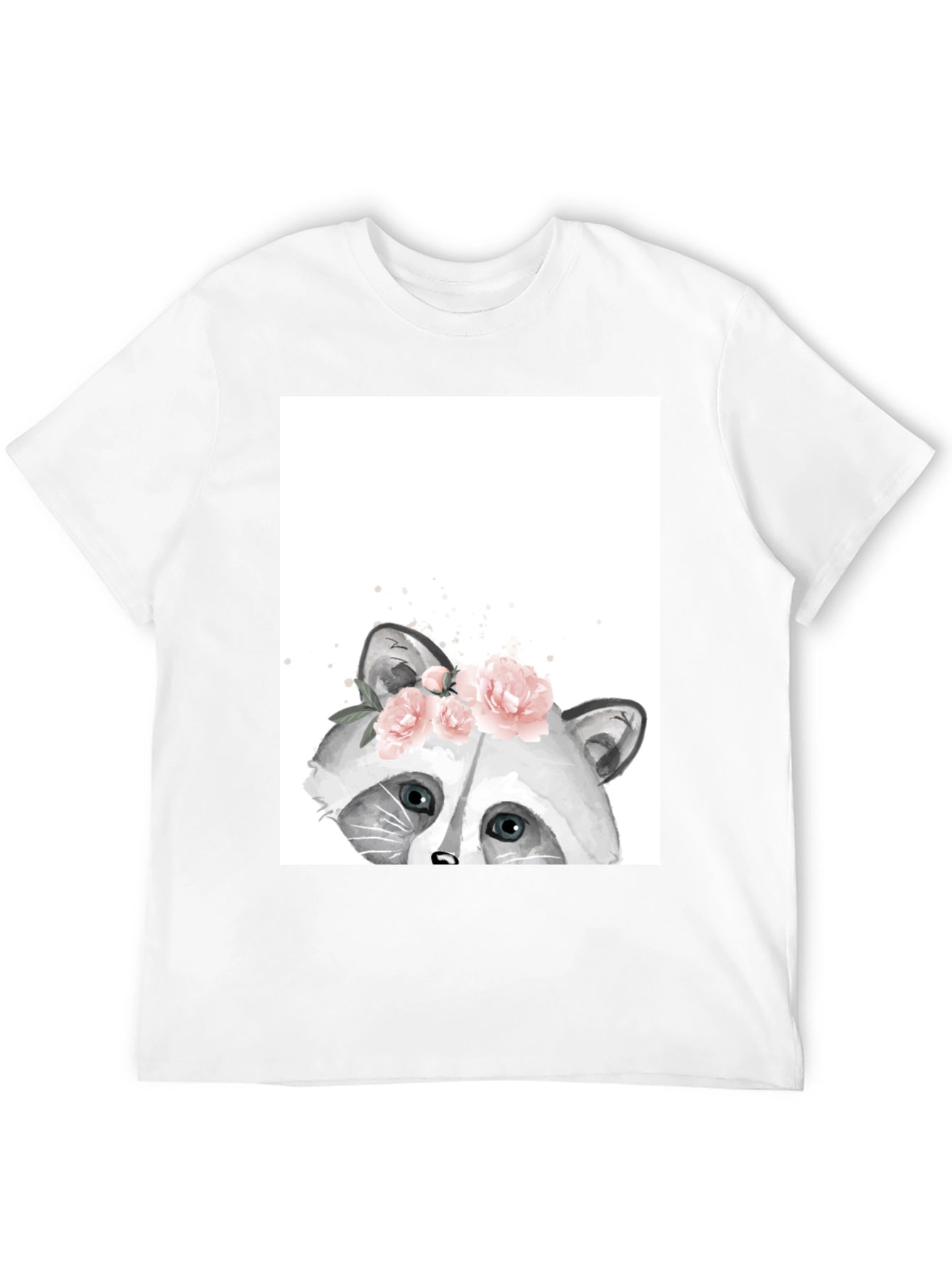Raccoon Floral T-Shirt - Cute Animal Graphic Tee