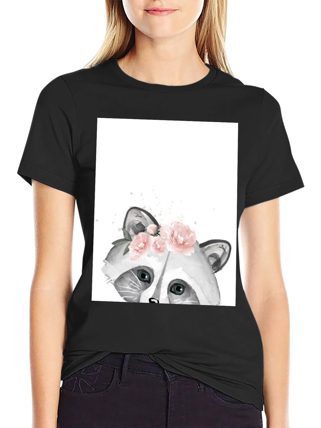 Raccoon Floral T-Shirt - Cute Animal Graphic Tee