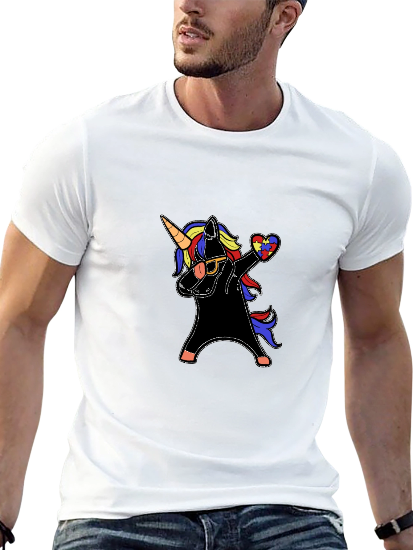 Unicorn Autism Awareness Dabbing T-Shirt
