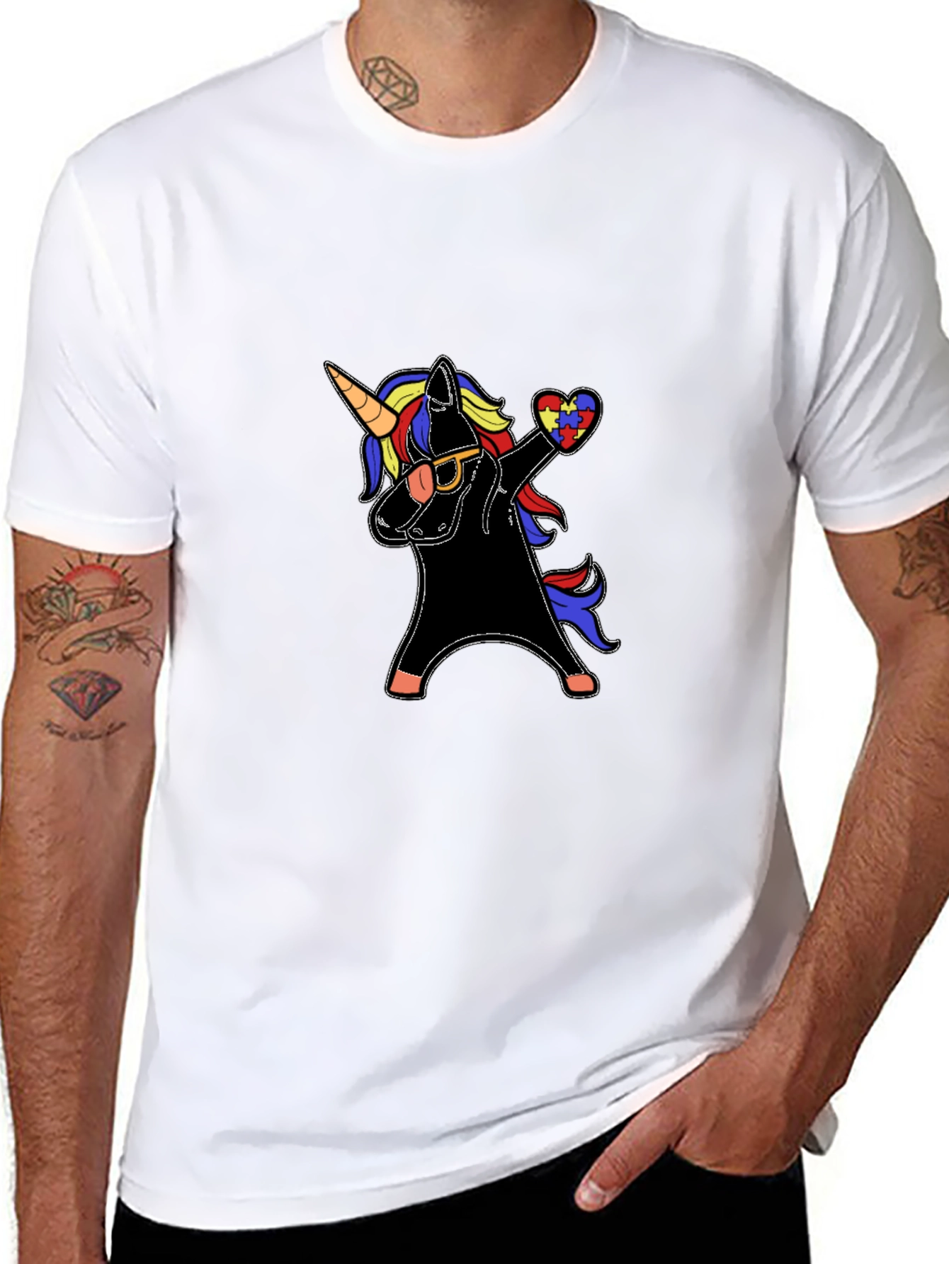 Unicorn Autism Awareness Dabbing T-Shirt