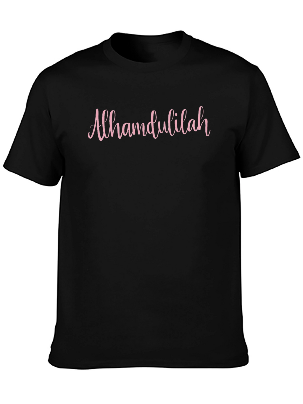 Alhamdulillah Pink Script Black T-Shirt