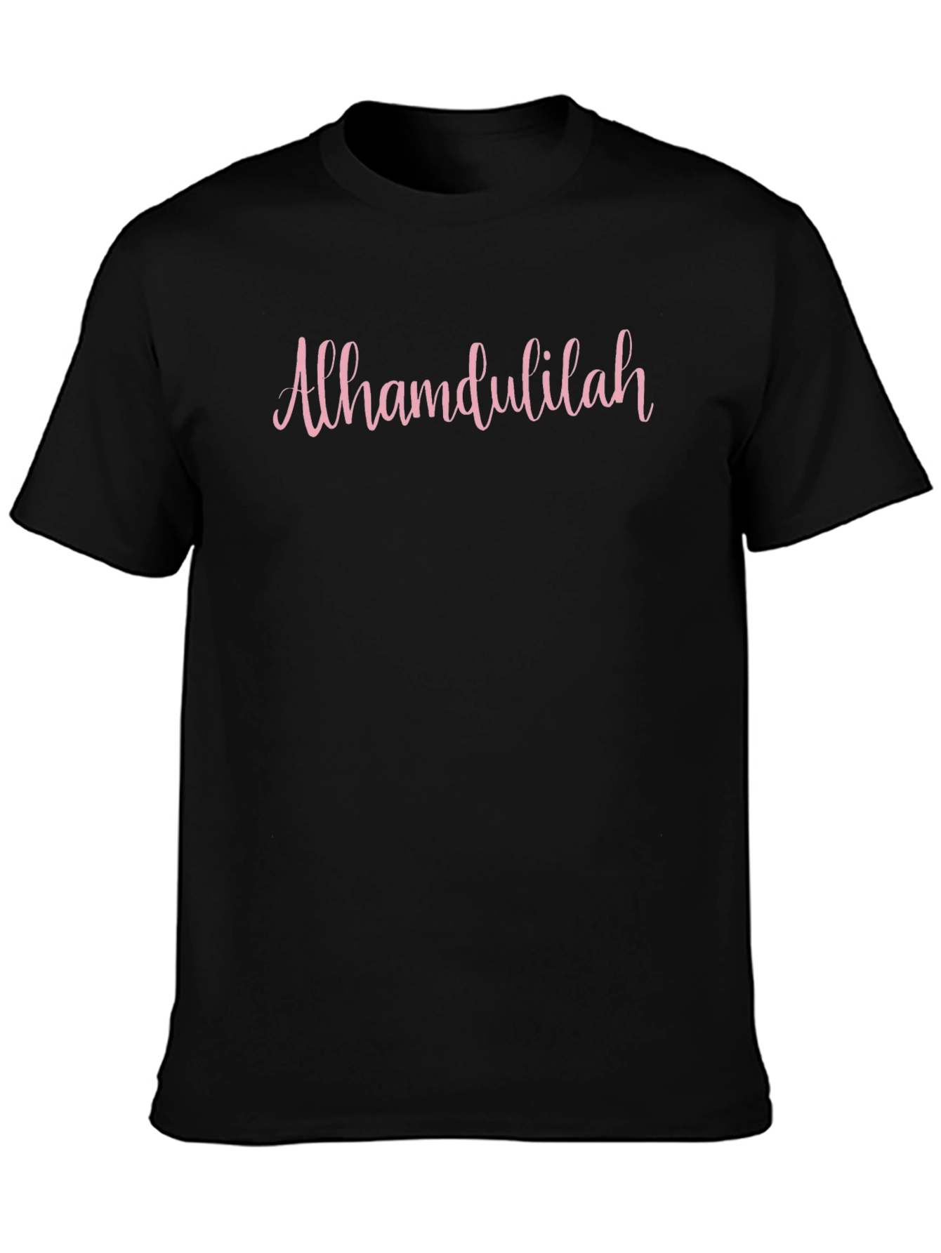 Alhamdulillah Pink Script Black T-Shirt