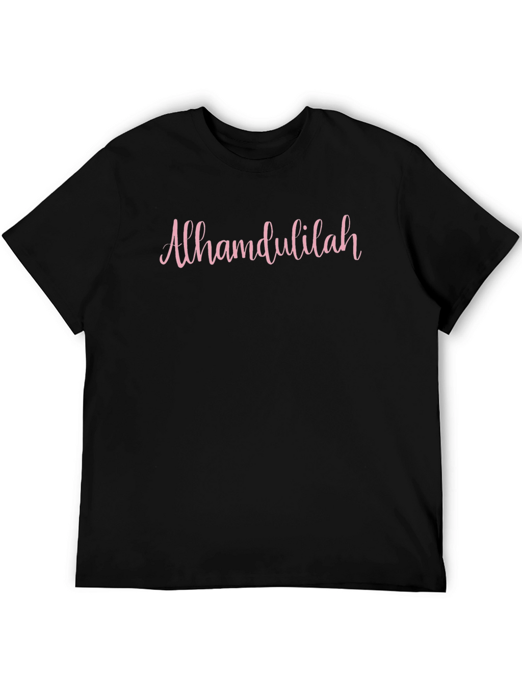 Alhamdulillah Pink Script Black T-Shirt