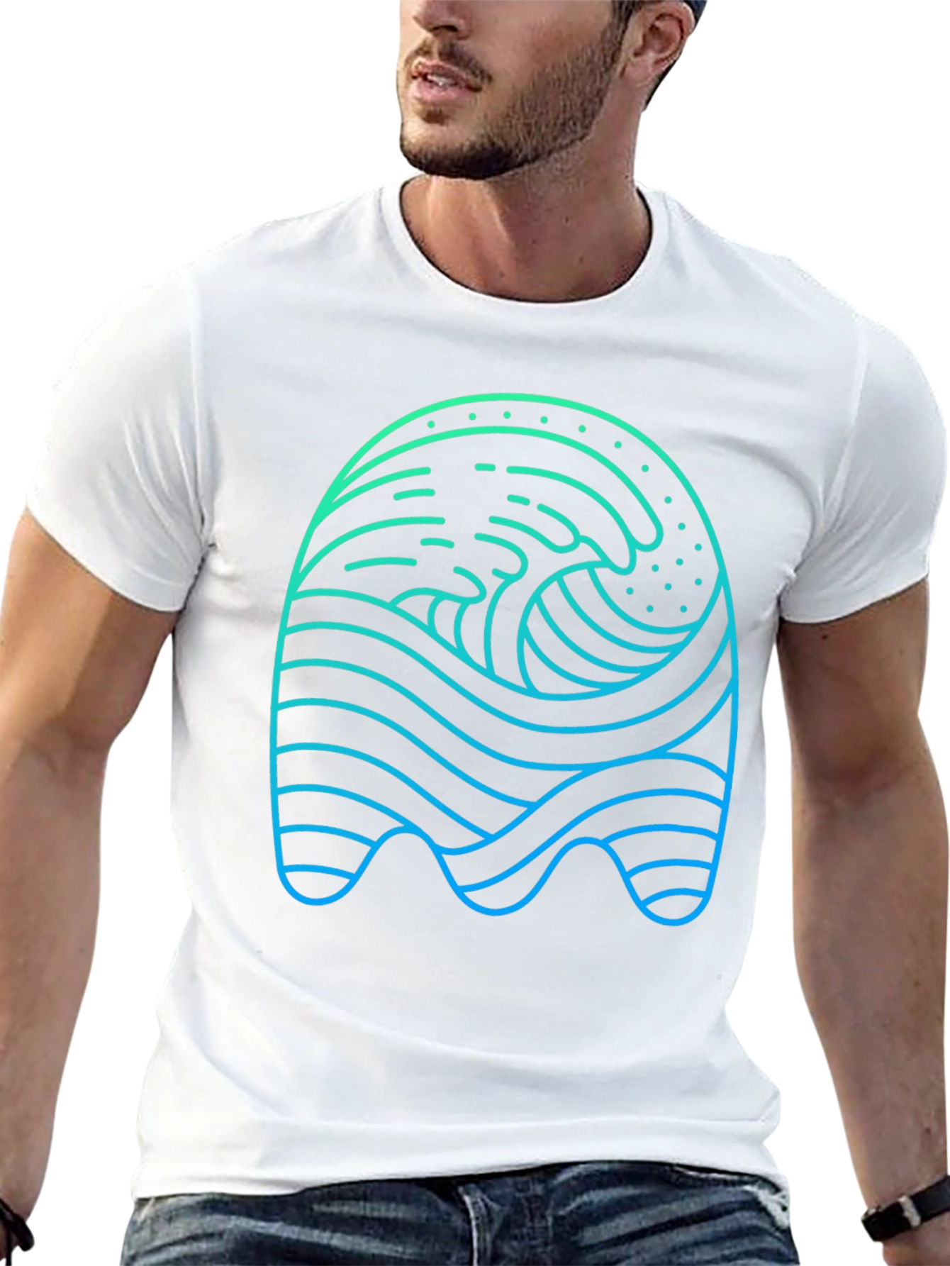 Abstract Wave Graphic T-Shirt - Stylish Mens Tee