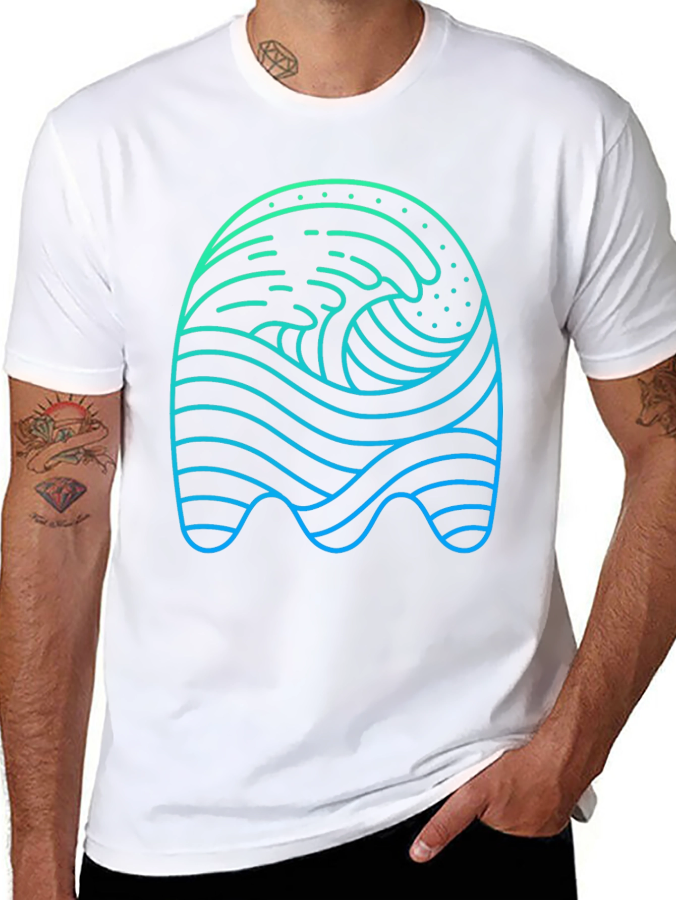 Abstract Wave Graphic T-Shirt - Stylish Mens Tee