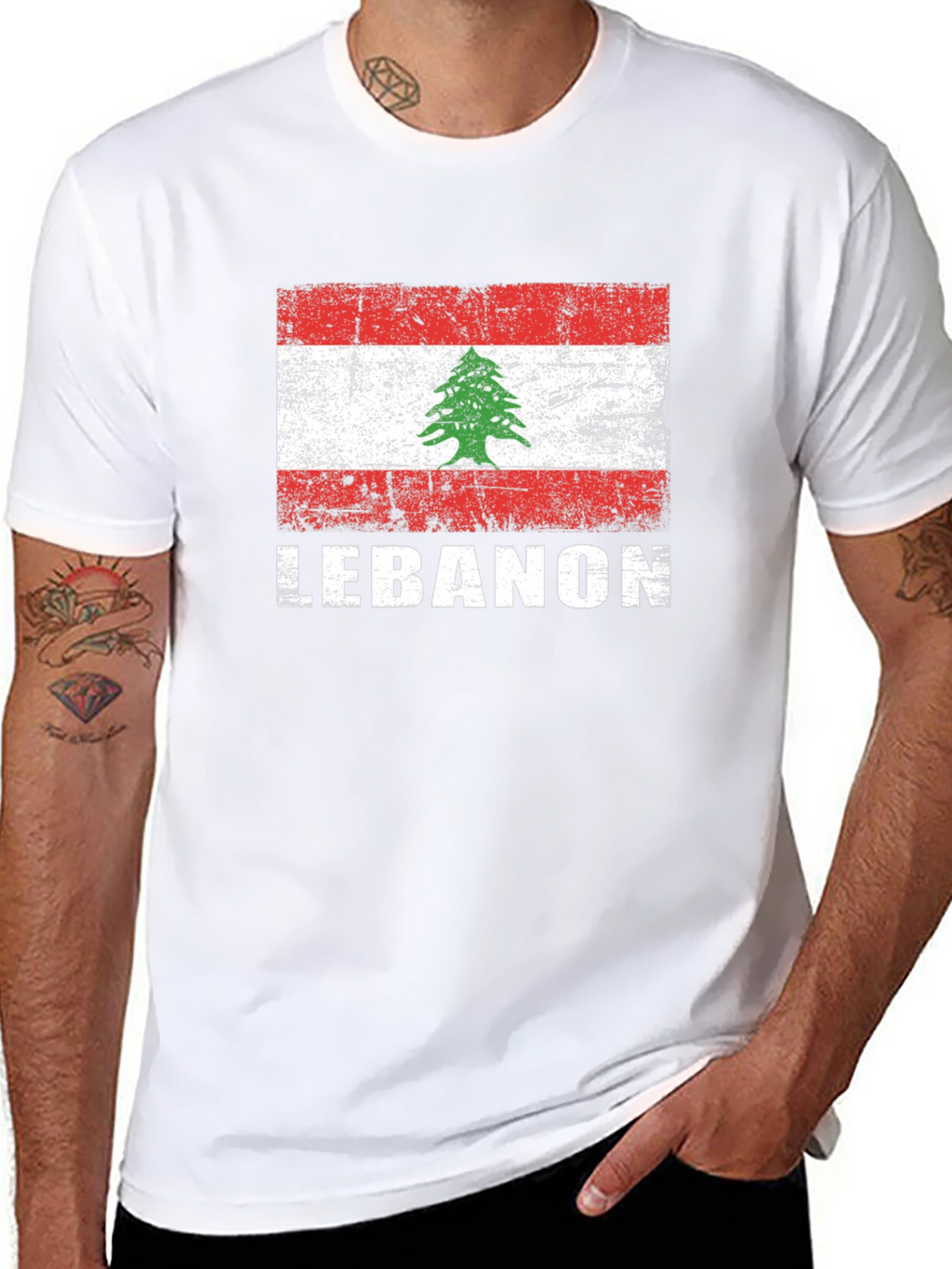Lebanon Flag T-Shirt - Distressed Graphic Tee