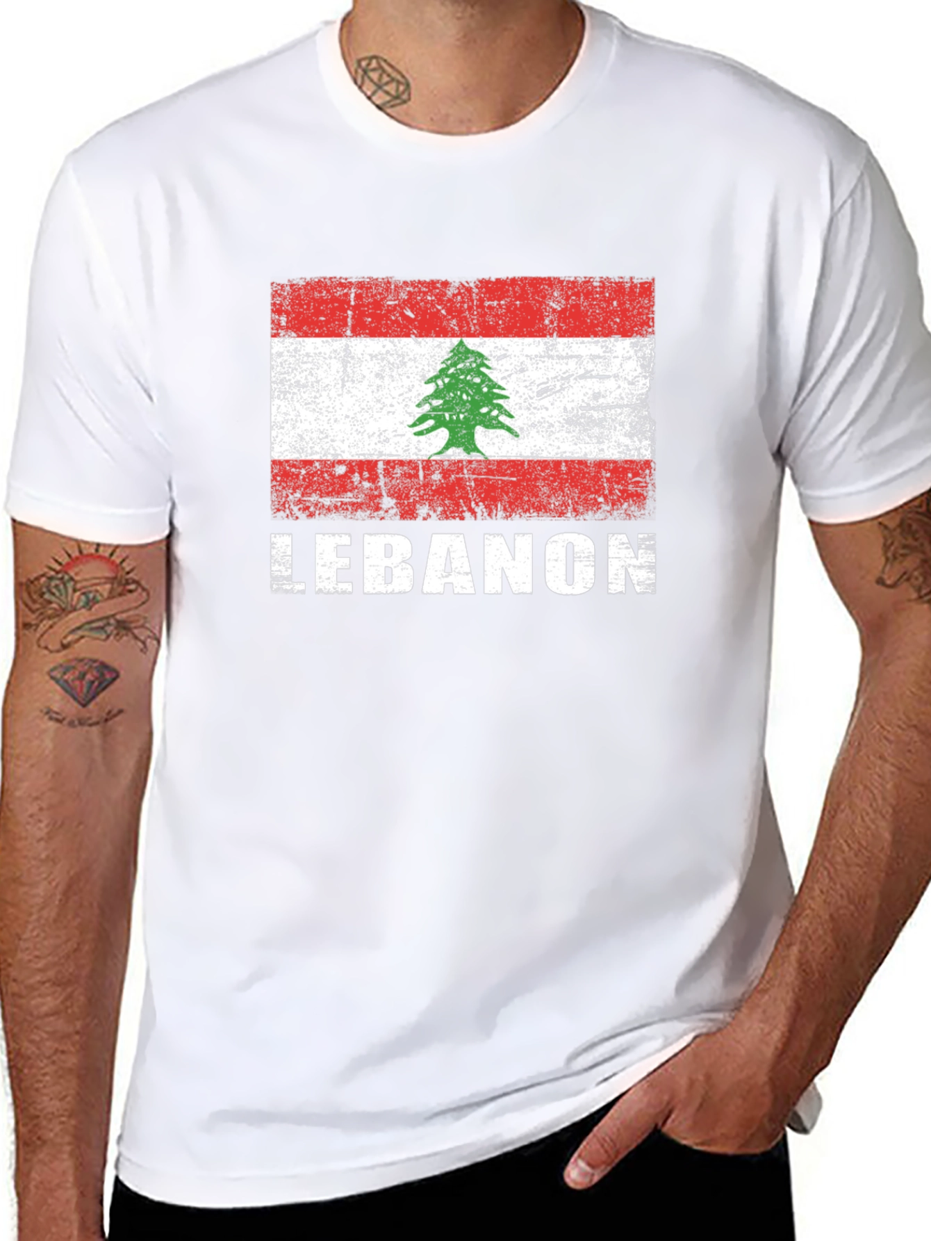 Lebanon Flag T-Shirt - Distressed Graphic Tee
