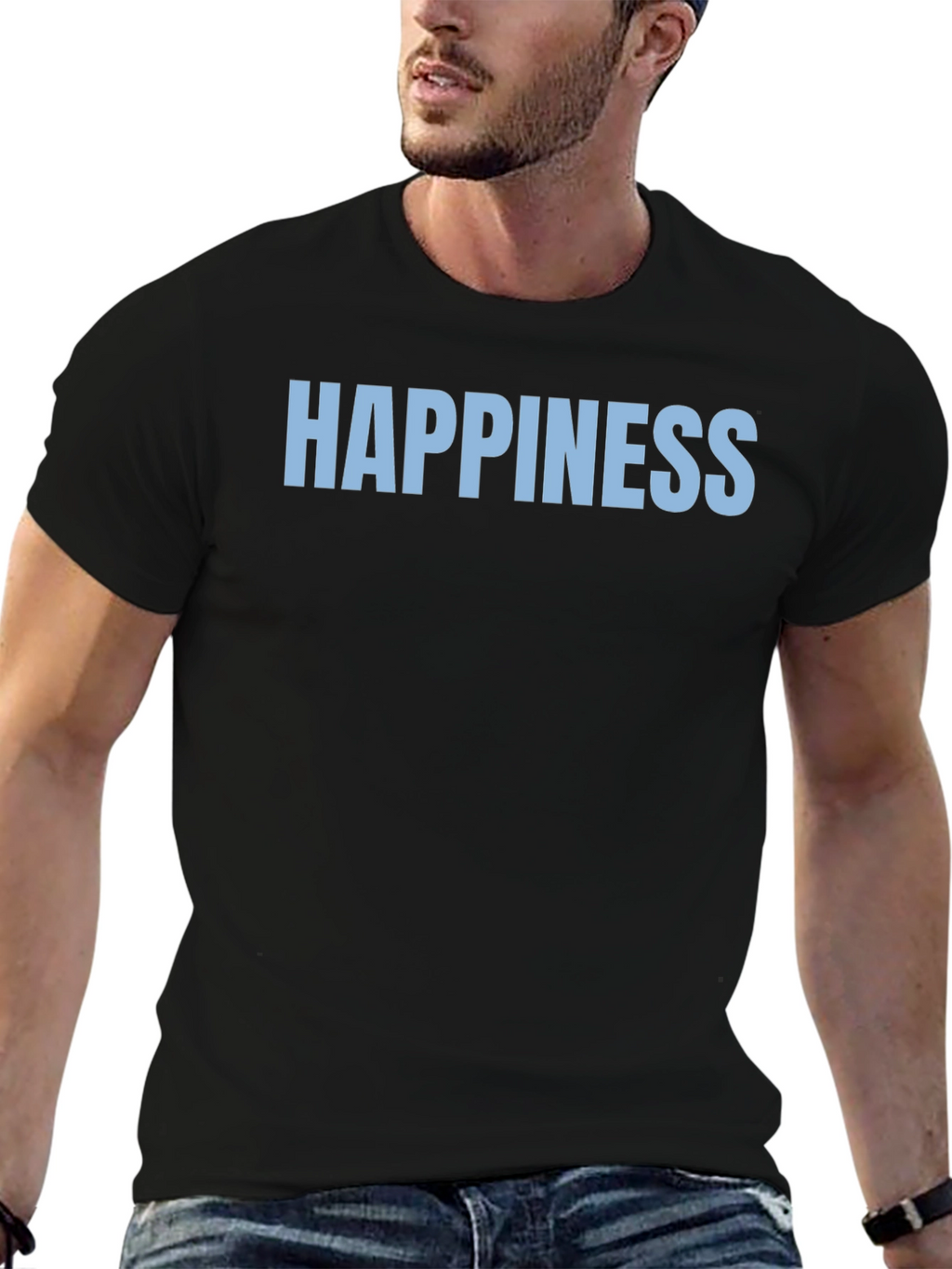 Happiness Graphic Tee - Black Casual T-Shirt