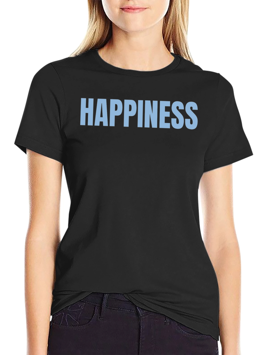 Happiness Graphic Tee - Black Casual T-Shirt