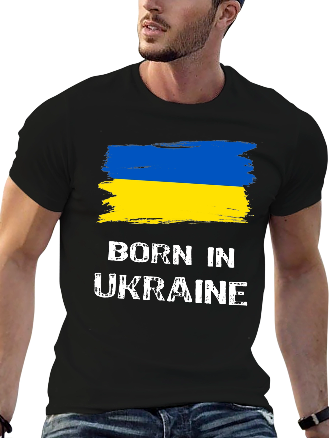 Born In Ukraine Flag Graphic T-Shirt