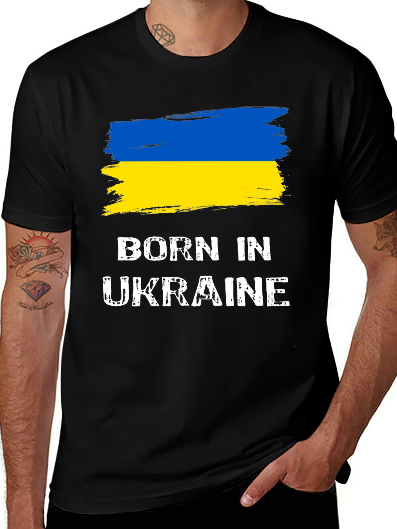 Born In Ukraine Flag Graphic T-Shirt