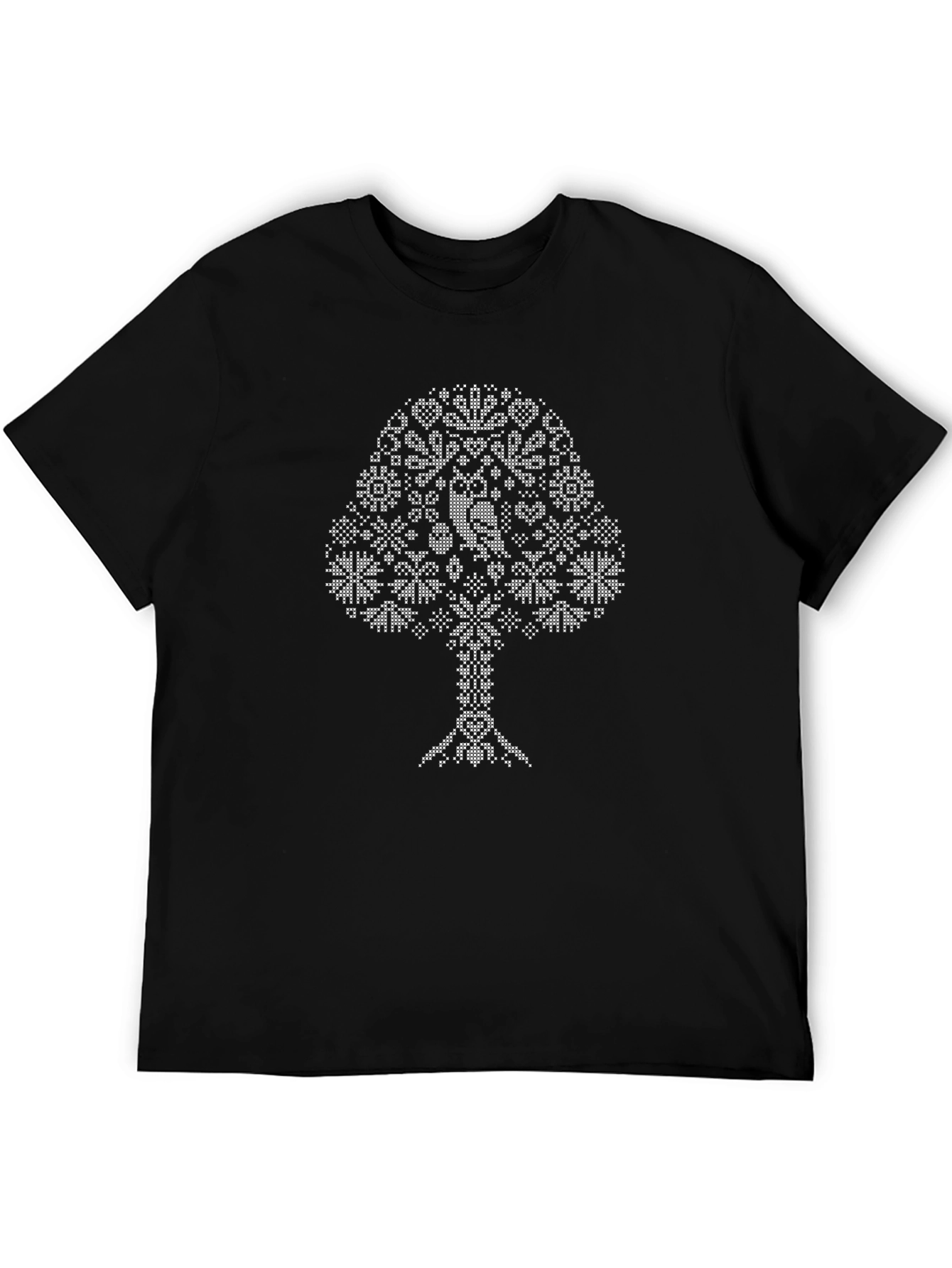 Pixelated Tree Graphic T-Shirt - Black