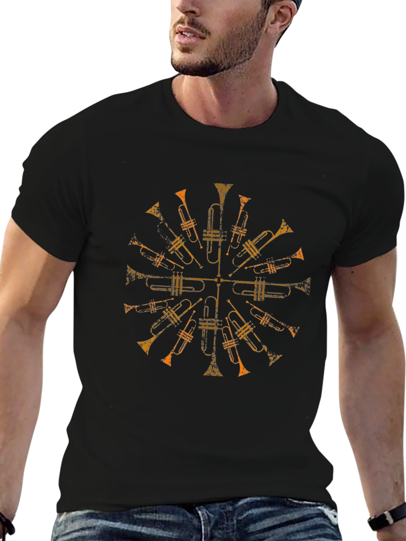 Trumpet Mandala Black T-Shirt