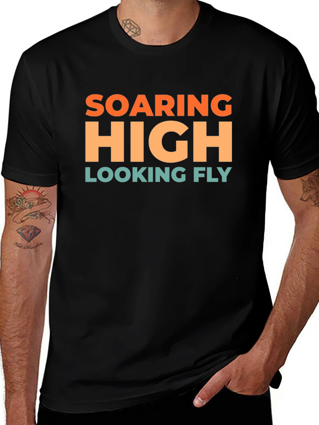 Soaring High Looking Fly Black T-Shirt