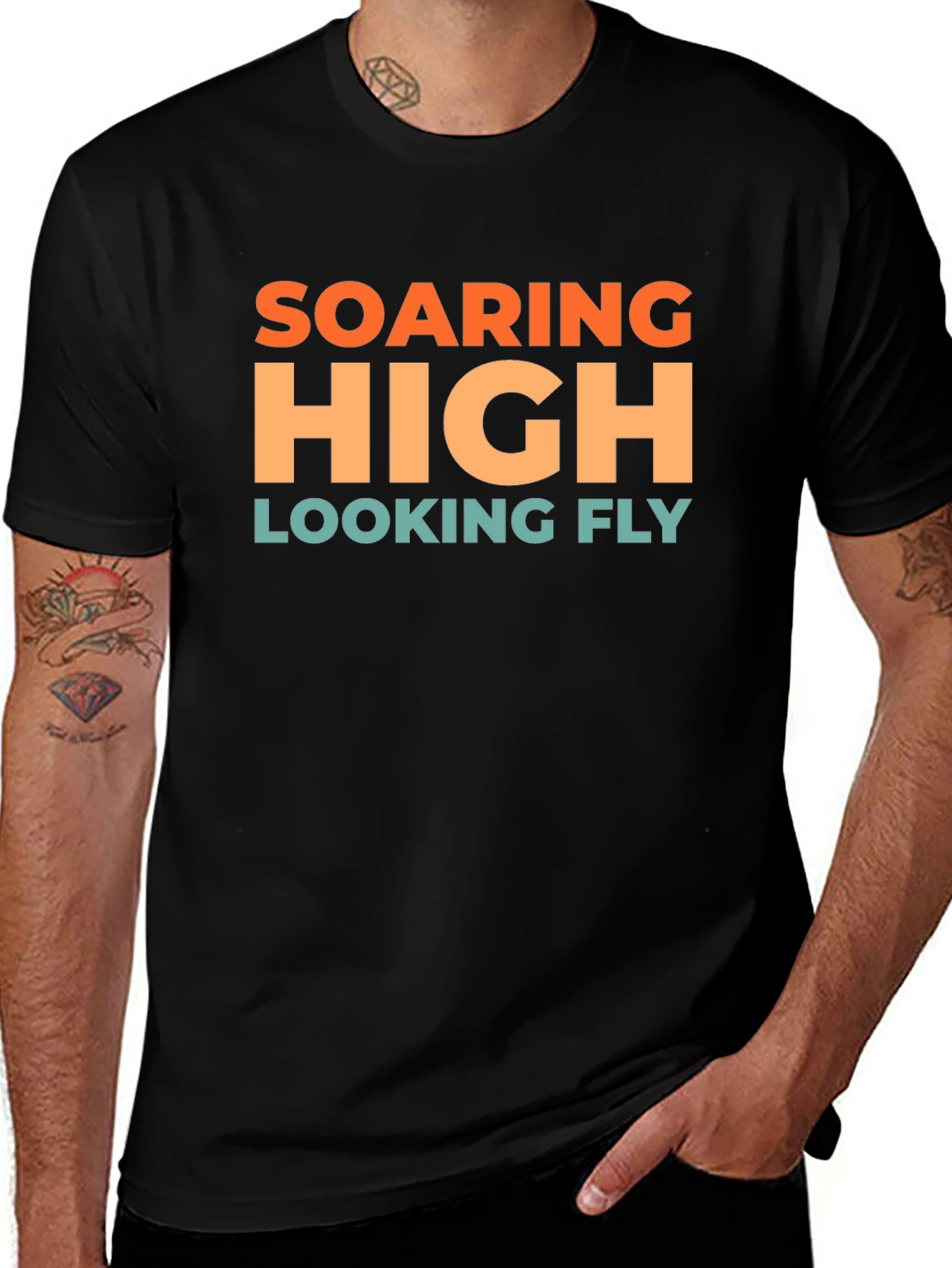Soaring High Looking Fly Black T-Shirt