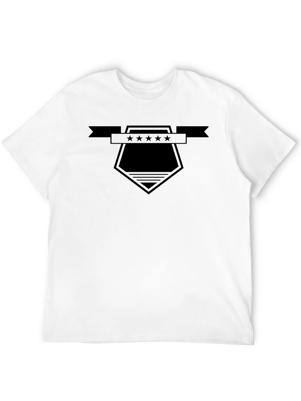 Mens Black Graphic Tee - Star Shield Design
