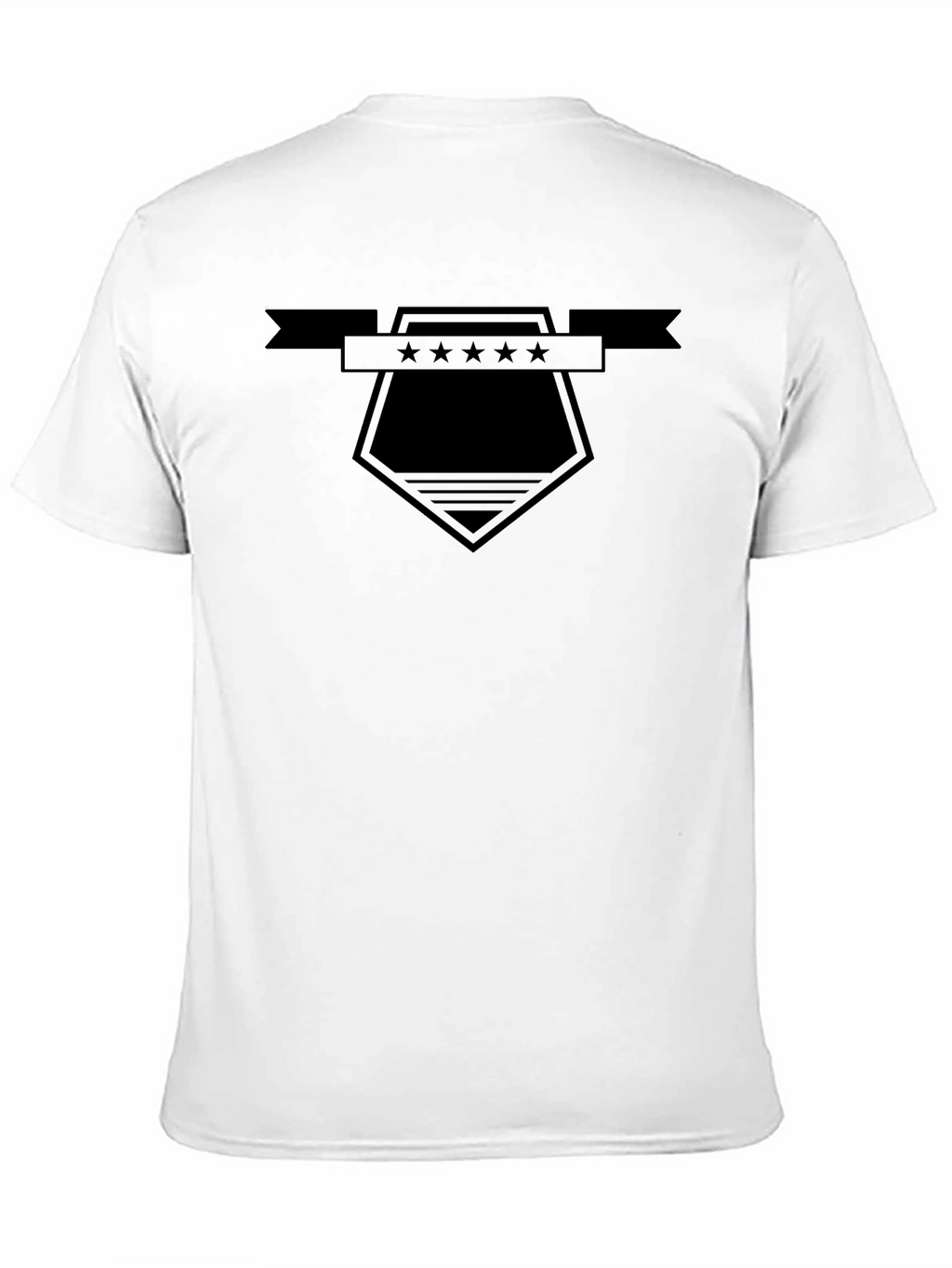 Mens Black Graphic Tee - Star Shield Design