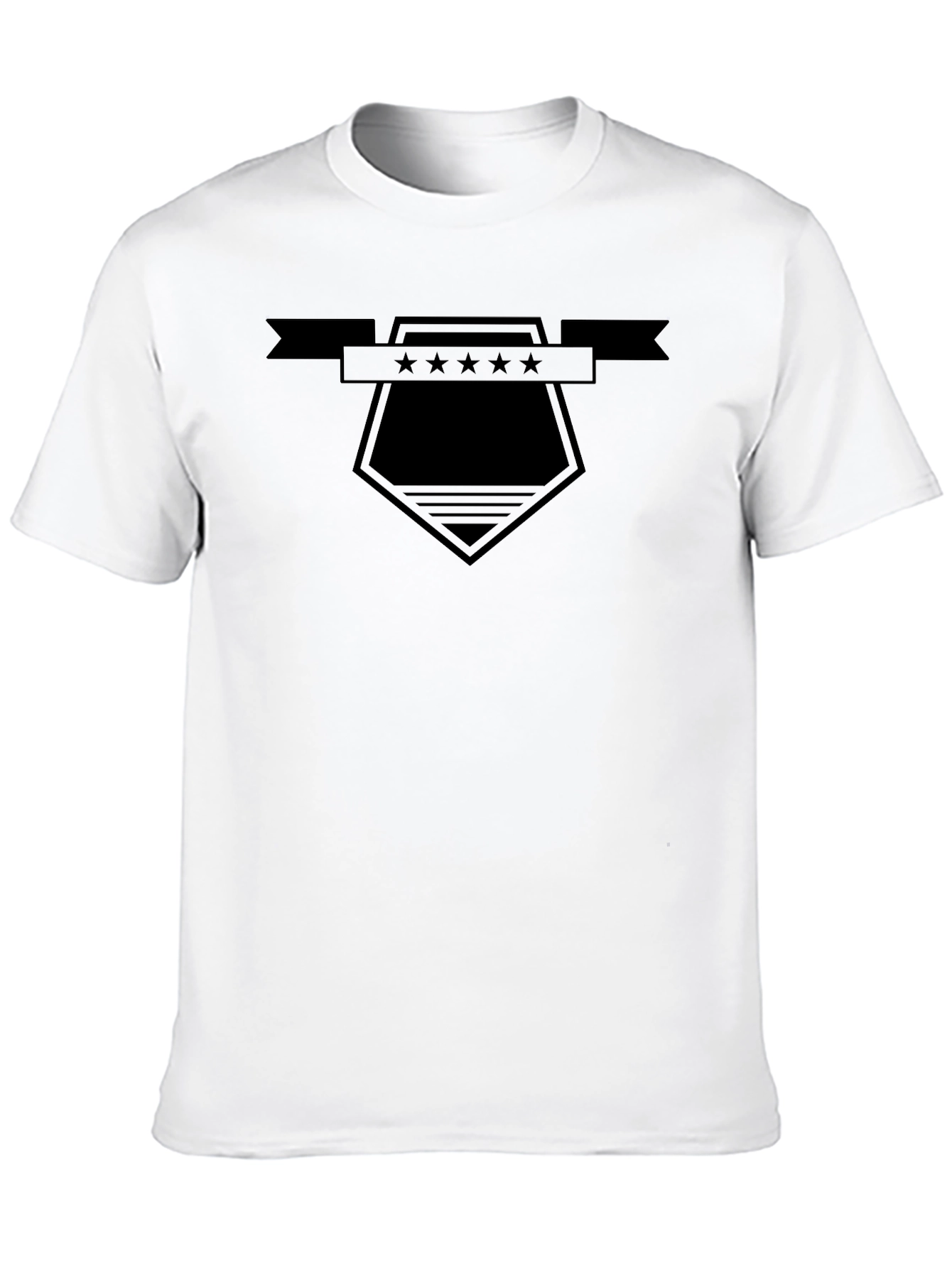 Mens Black Graphic Tee - Star Shield Design
