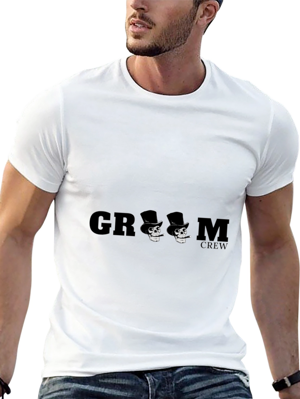 Groom Crew Skull Graphic T-Shirt