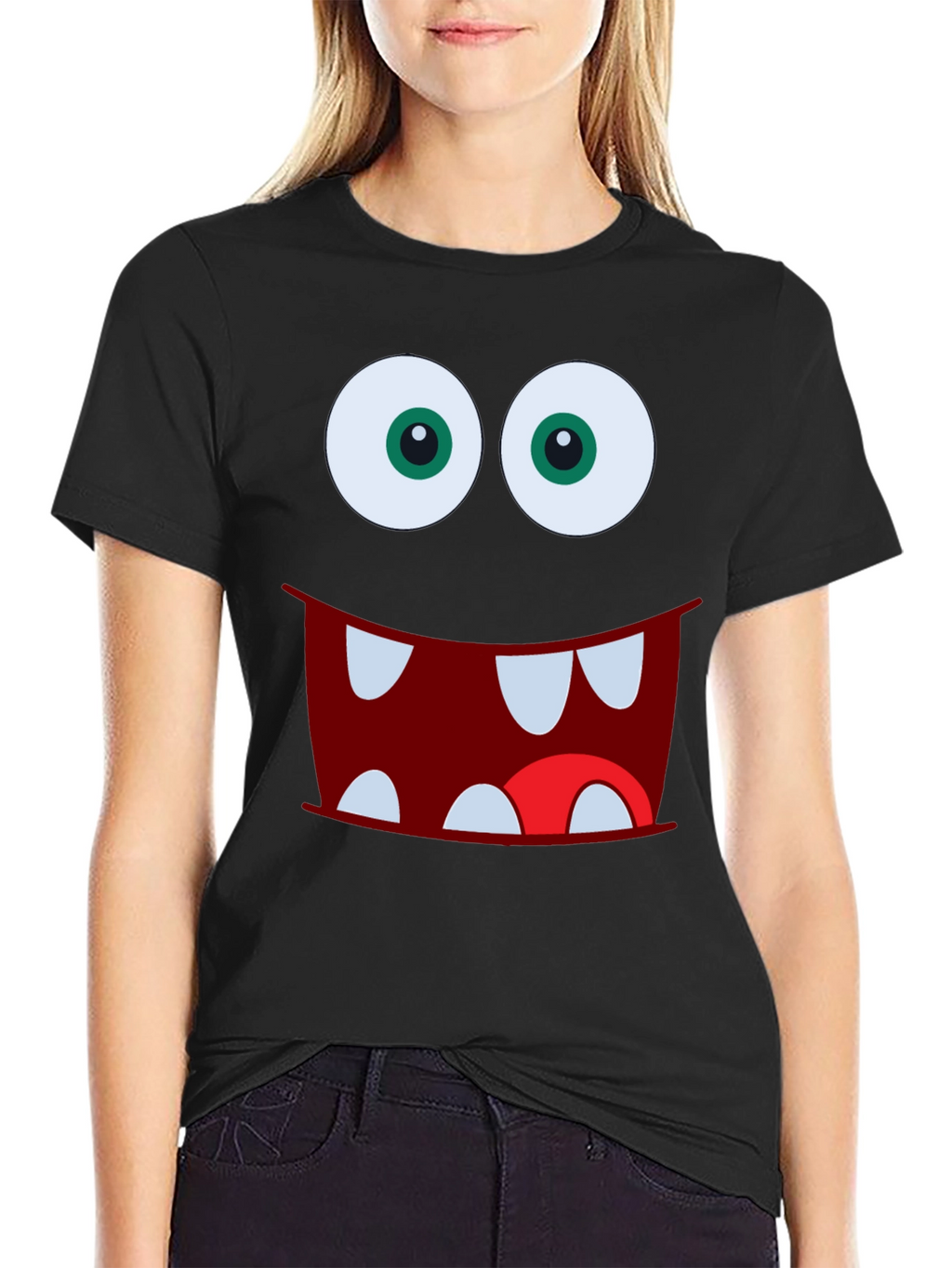 Monster Face Graphic Tee - Fun Black T-Shirt