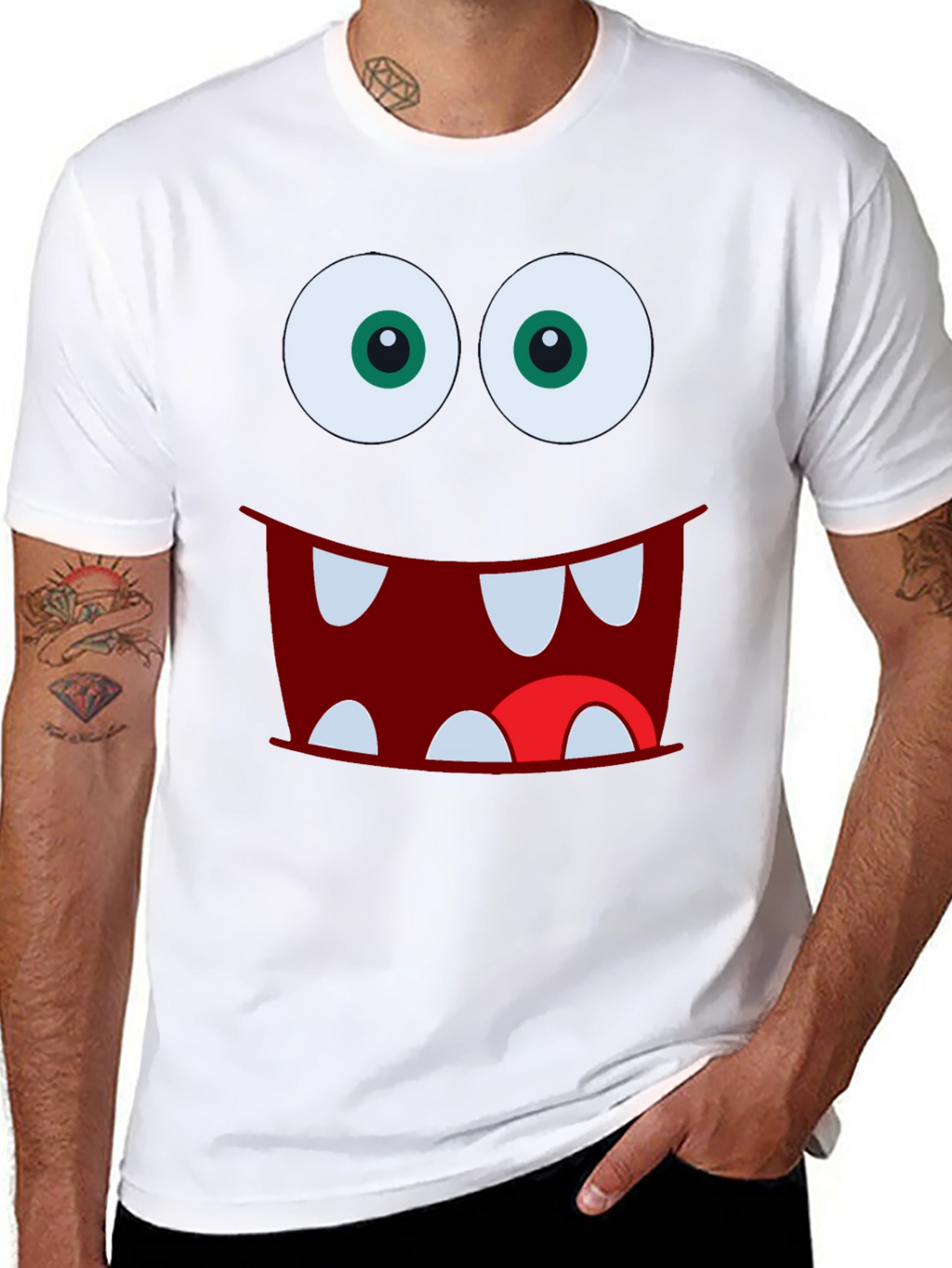 Monster Face Graphic Tee - Fun Black T-Shirt