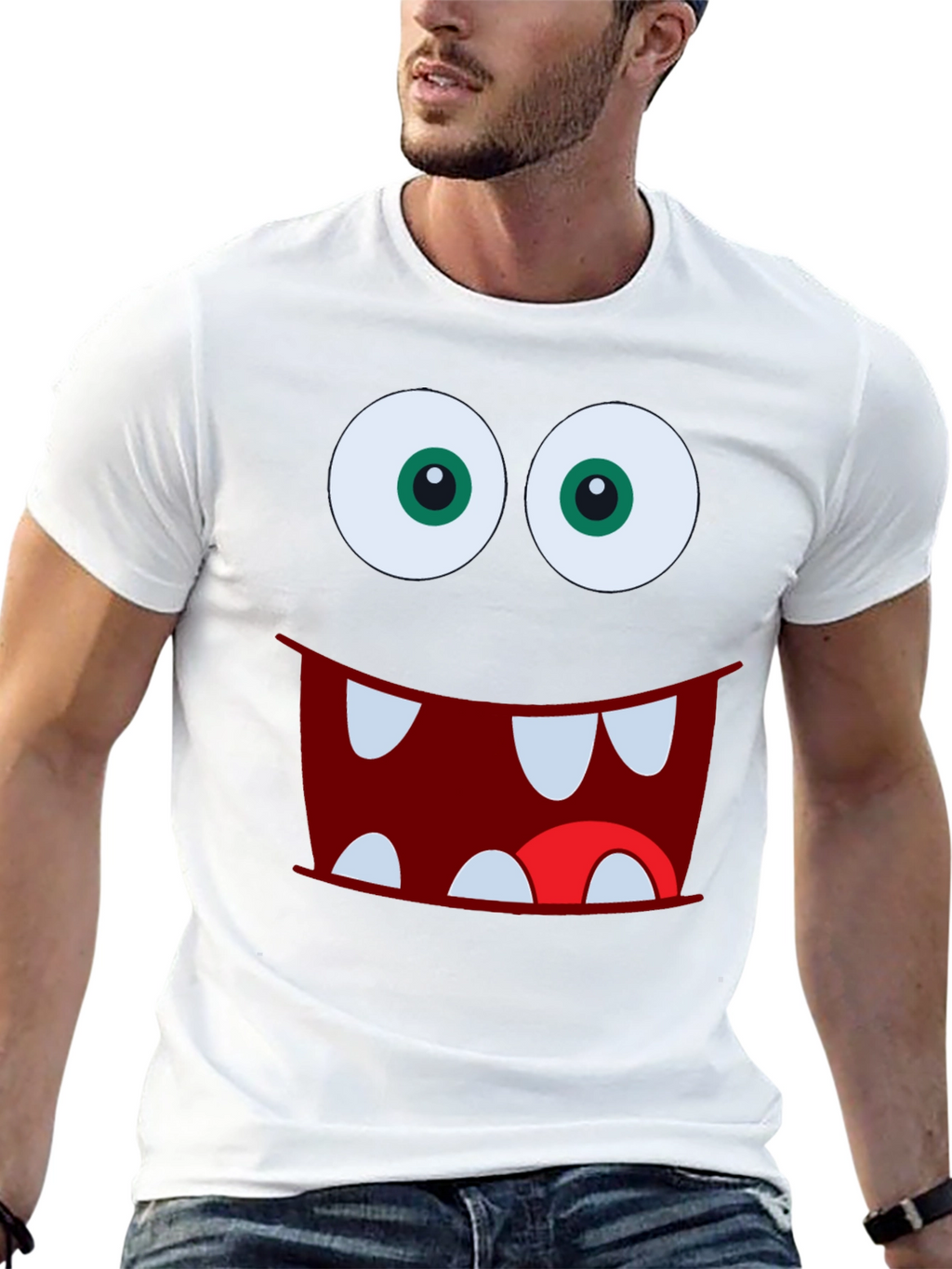 Monster Face Graphic Tee - Fun Black T-Shirt