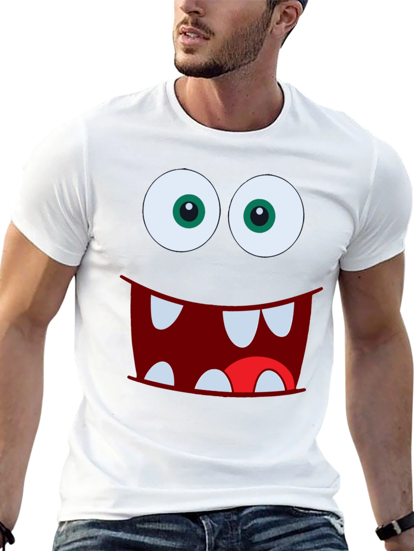 Monster Face Graphic Tee - Fun Black T-Shirt