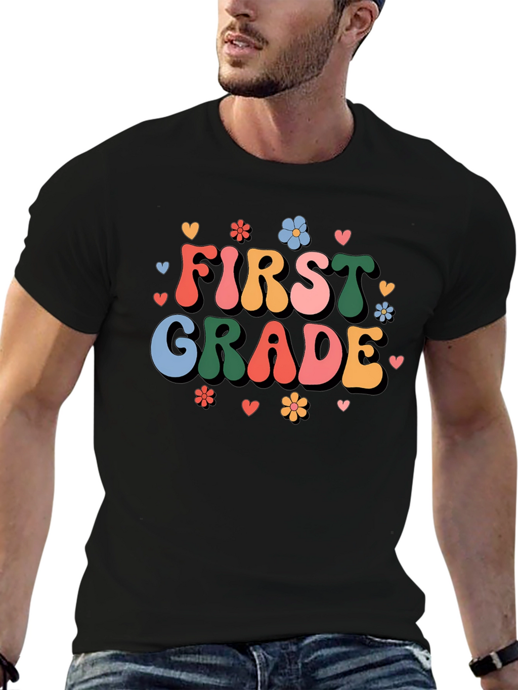 First Grade Teacher Retro Style Graphic Tee