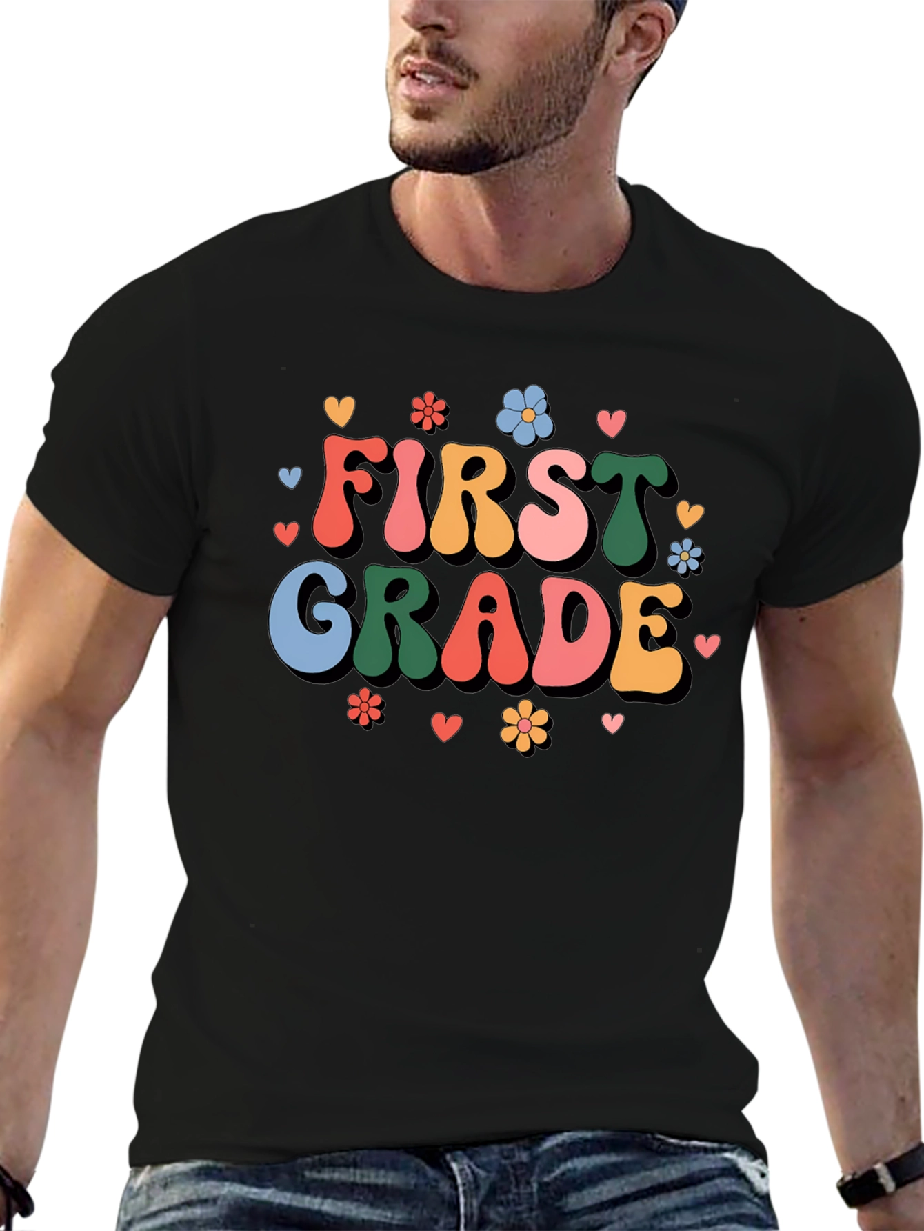 First Grade Teacher Retro Style Graphic Tee