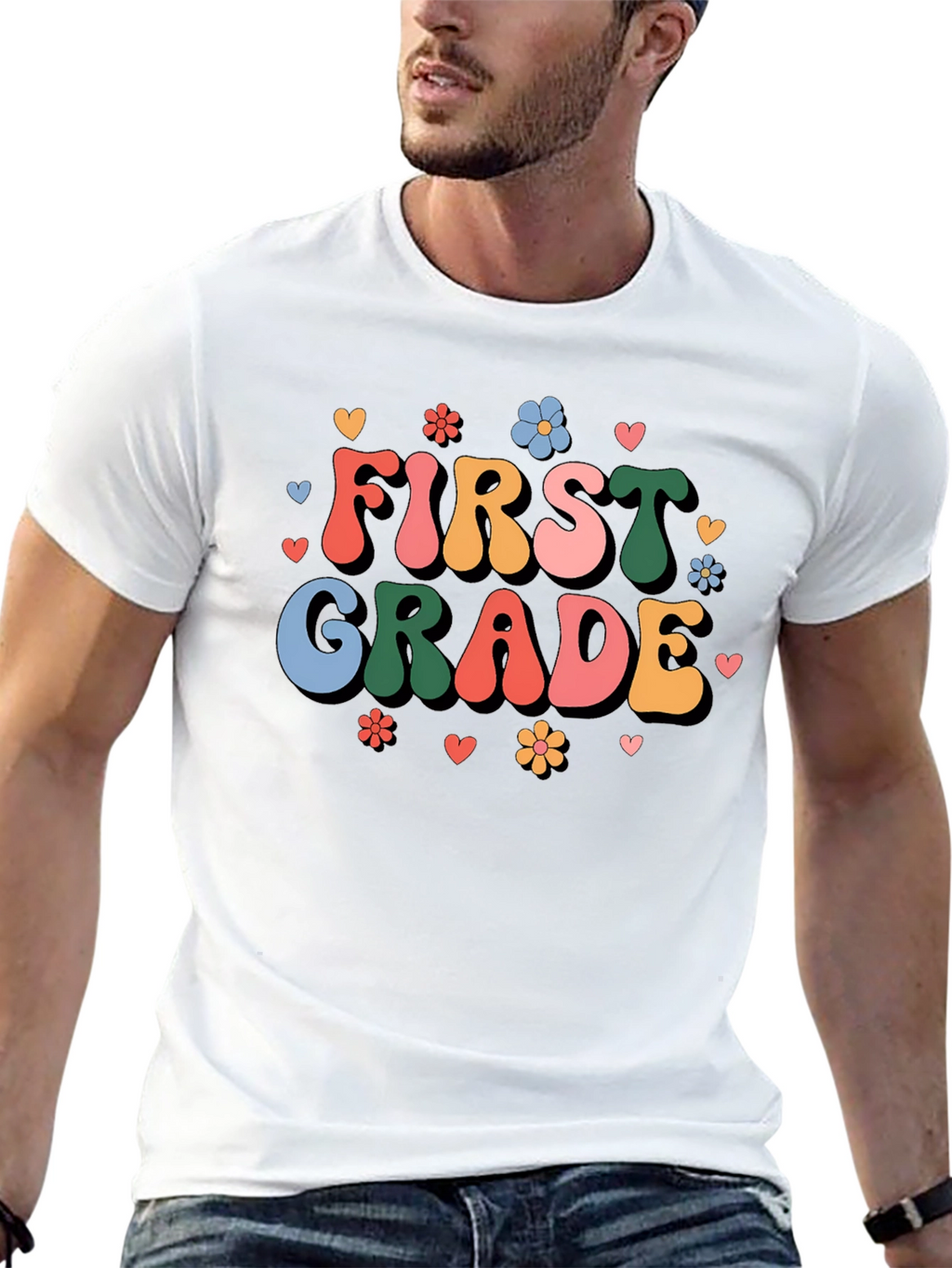 First Grade Teacher Retro Style Graphic Tee
