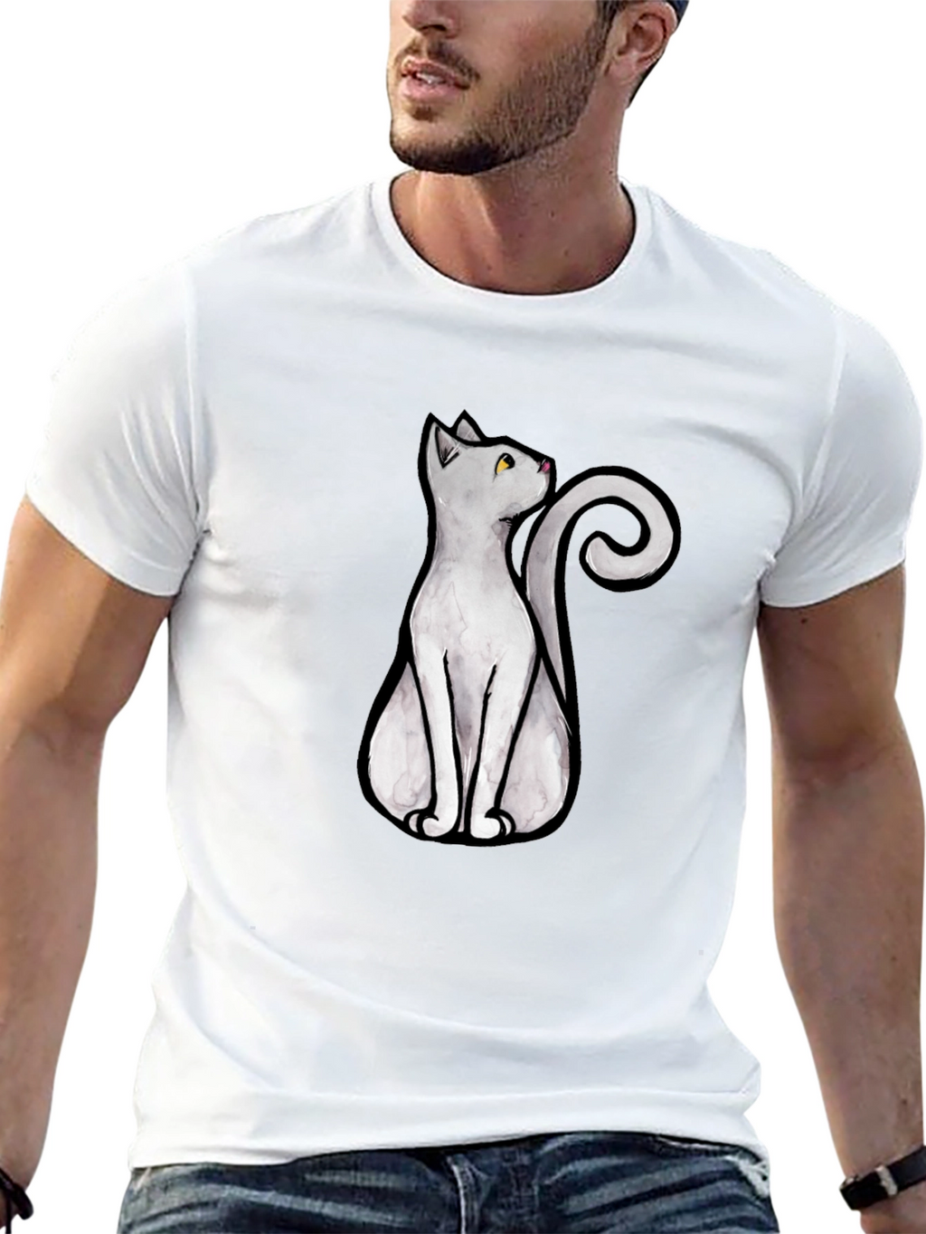 Cool Cat Graphic Tee - Black Cotton T-Shirt