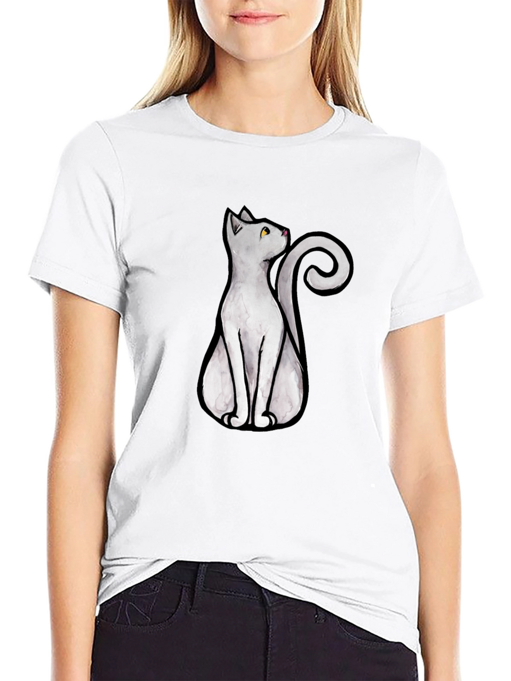 Cool Cat Graphic Tee - Black Cotton T-Shirt