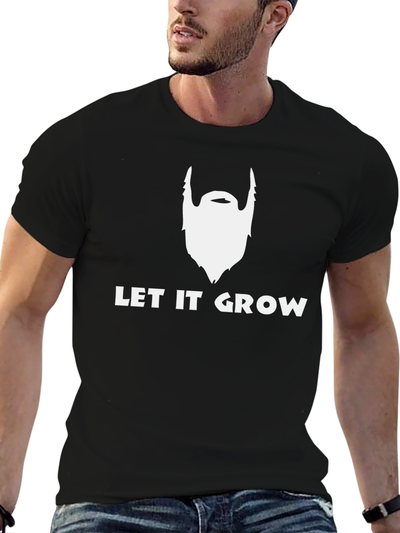 Let It Grow Beard Graphic Tee - Black