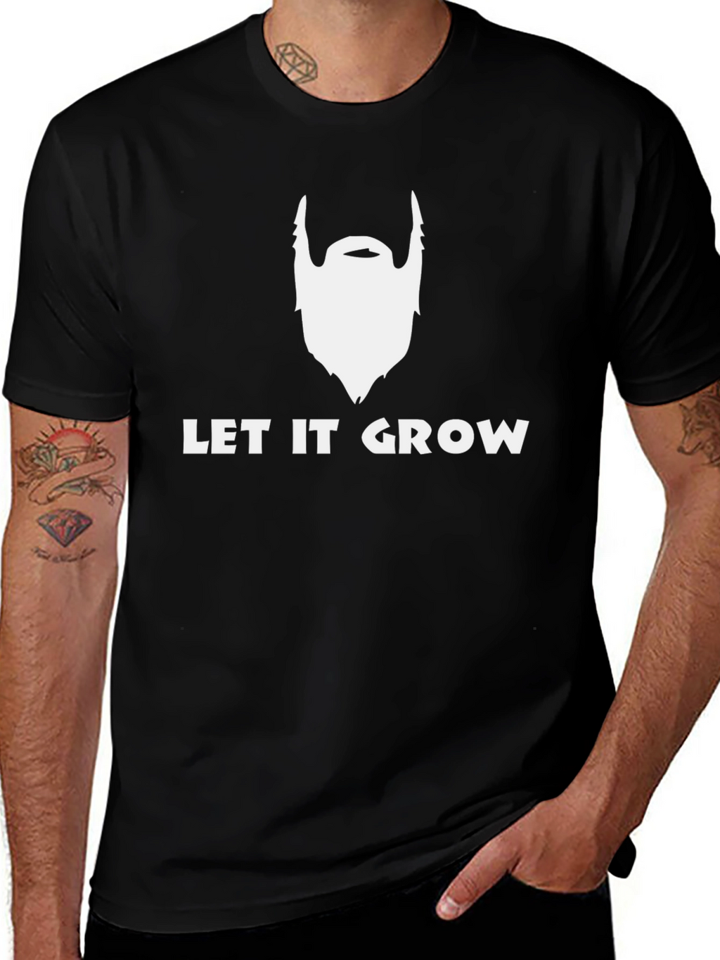 Let It Grow Beard Graphic Tee - Black