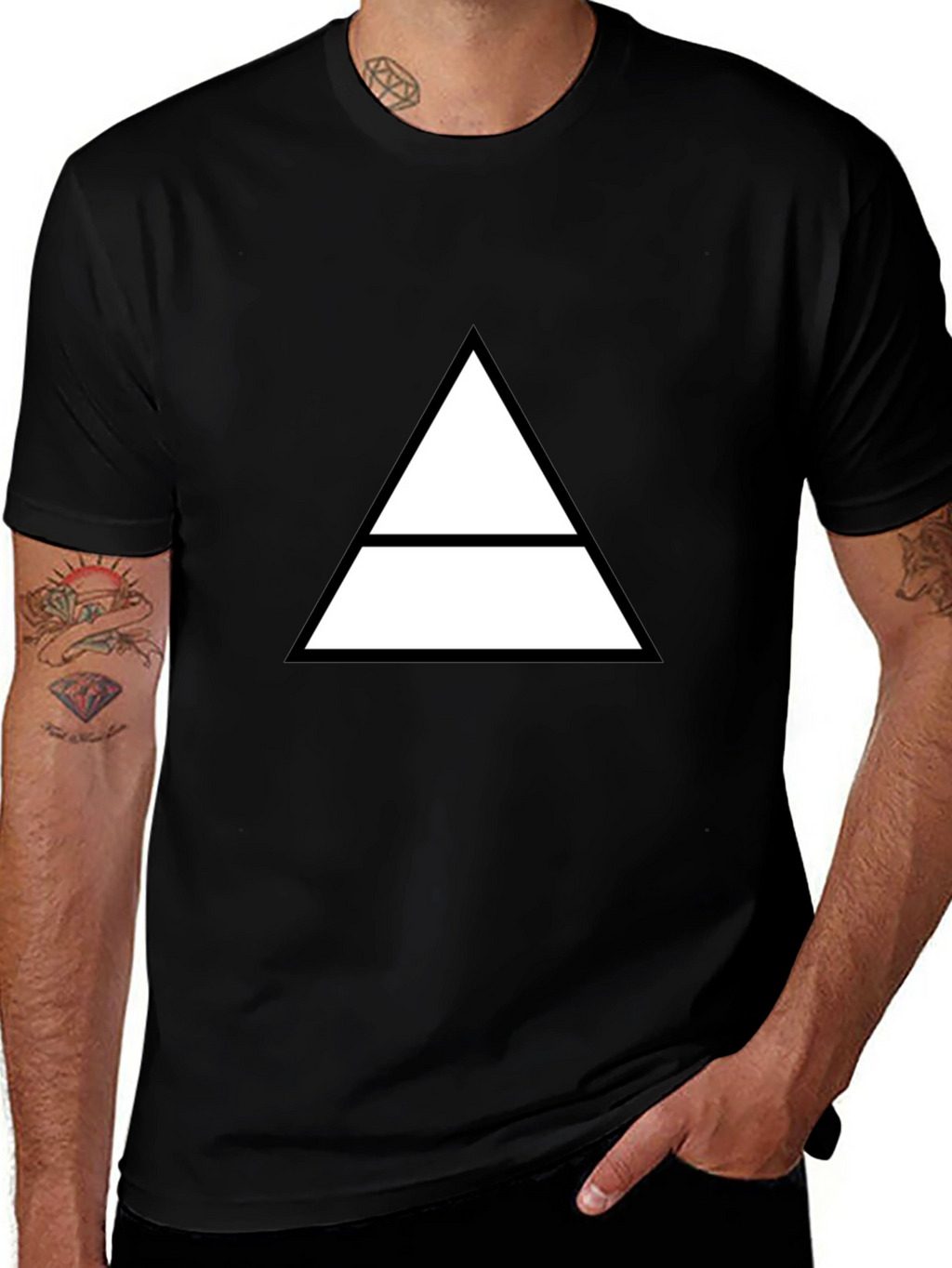 Geometric Graphic Tee - Minimalist Triangle Design