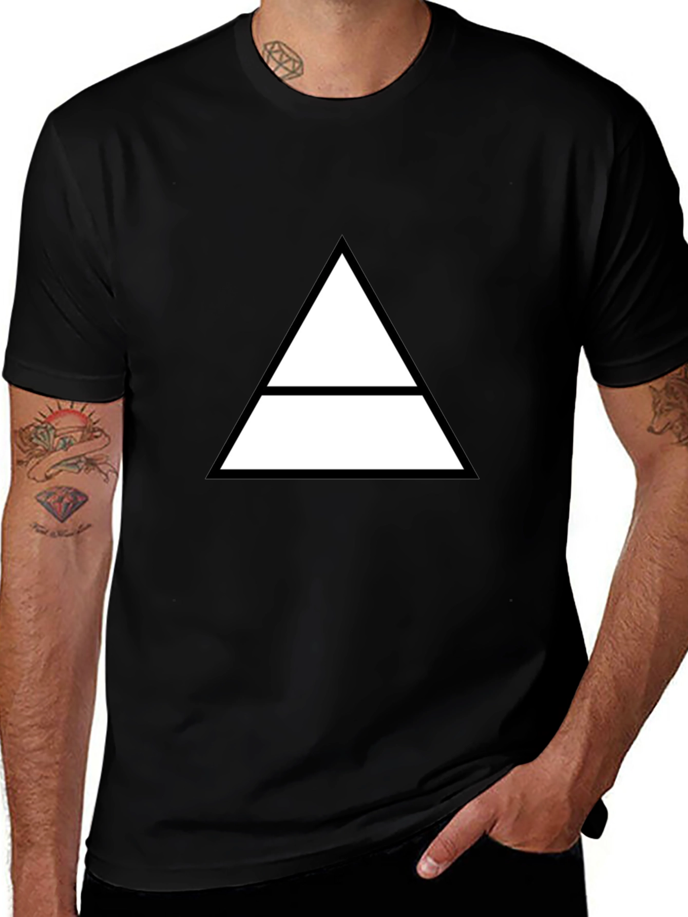Geometric Graphic Tee - Minimalist Triangle Design