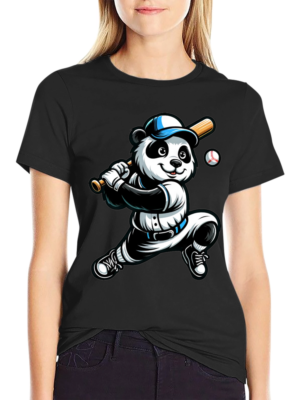 Panda Baseball Player Graphic Tee