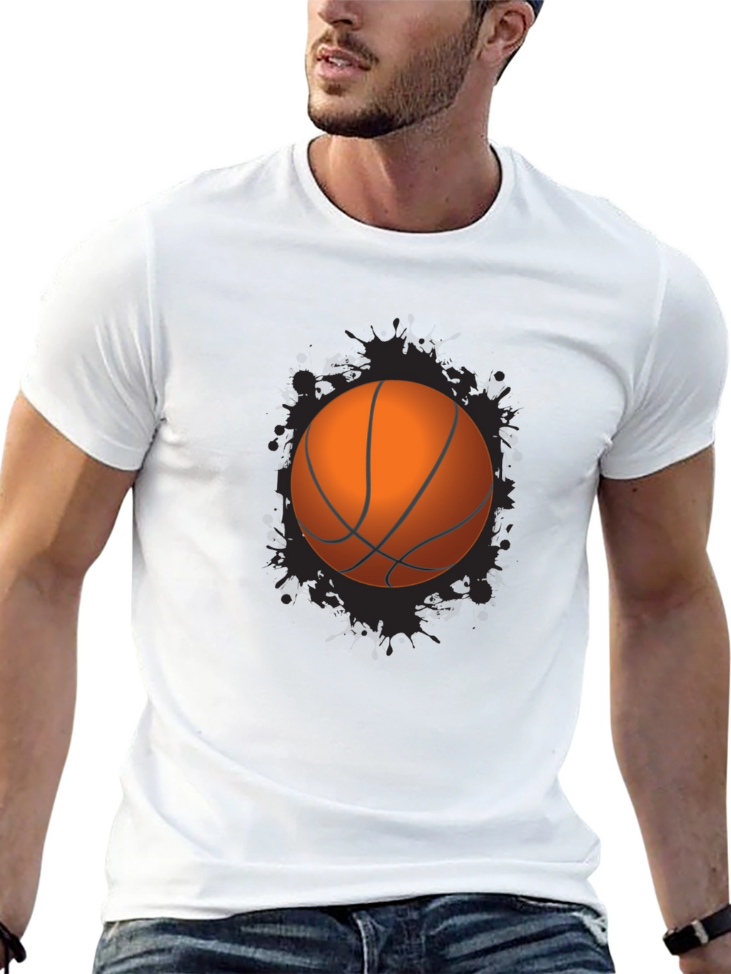 Basketball Graphic Tee - Black Cotton Blend