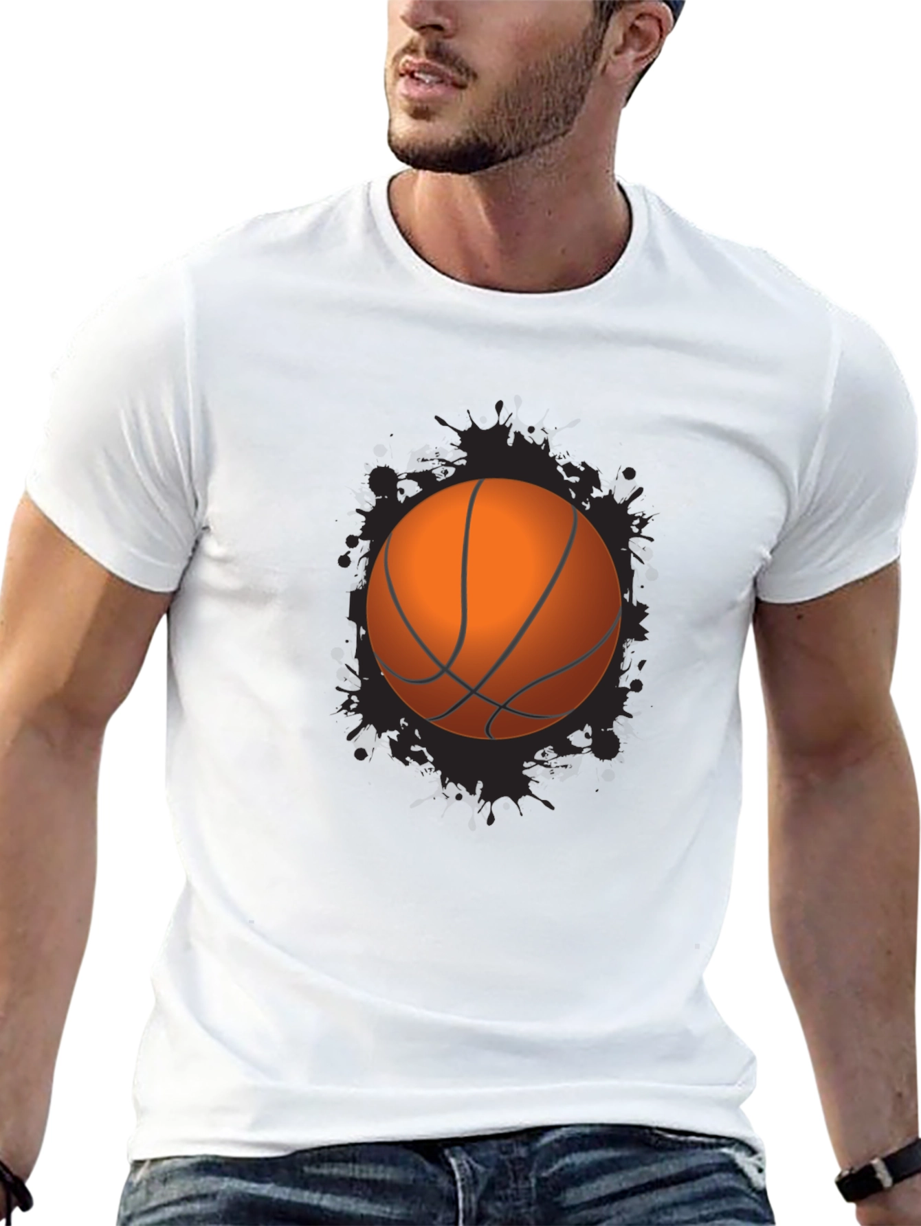 Basketball Graphic Tee - Black Cotton Blend