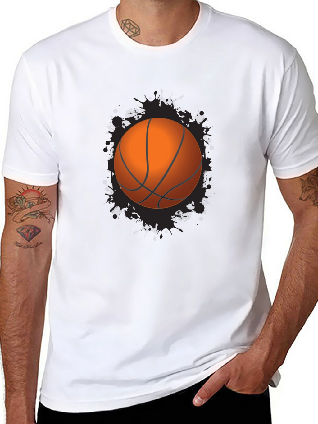 Basketball Graphic Tee - Black Cotton Blend