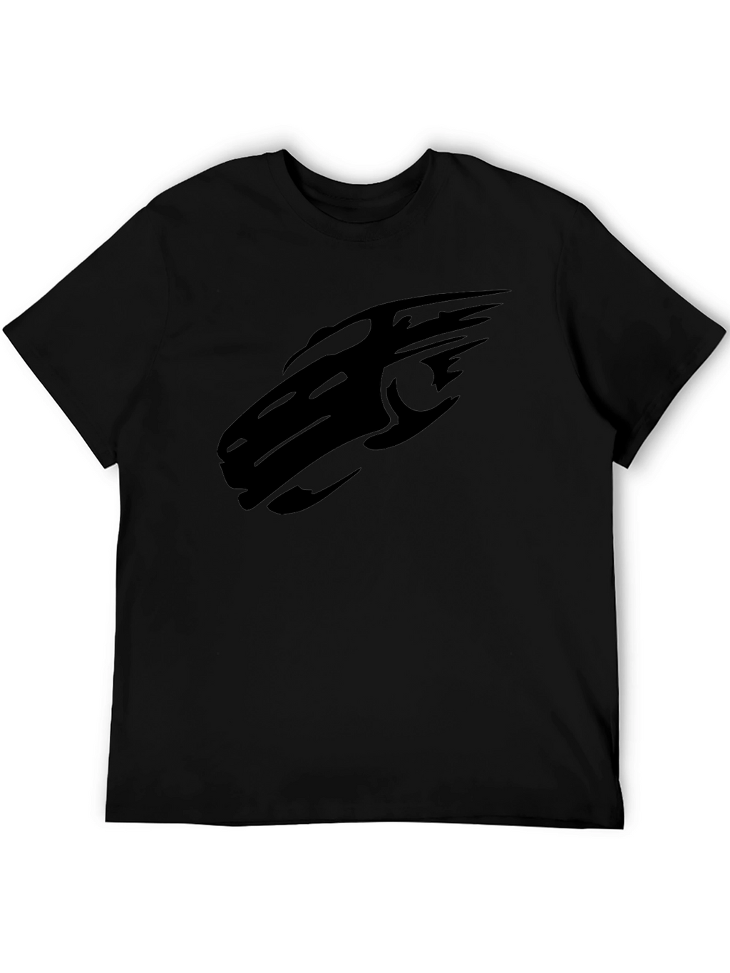 Sleek Black T-Shirt with Abstract Car Design
