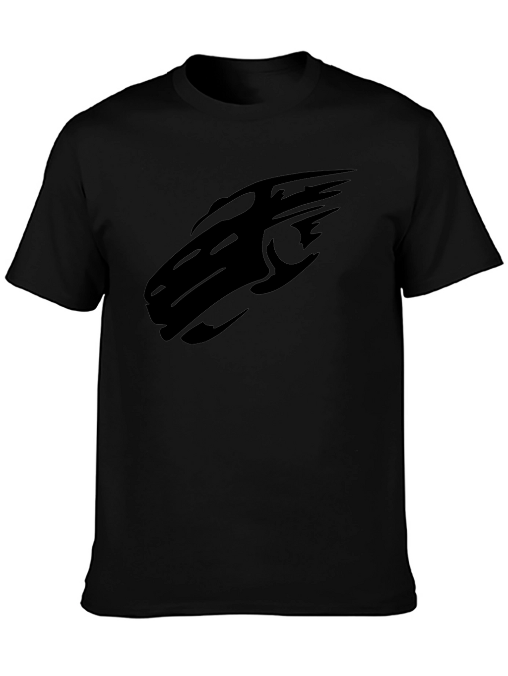 Sleek Black T-Shirt with Abstract Car Design
