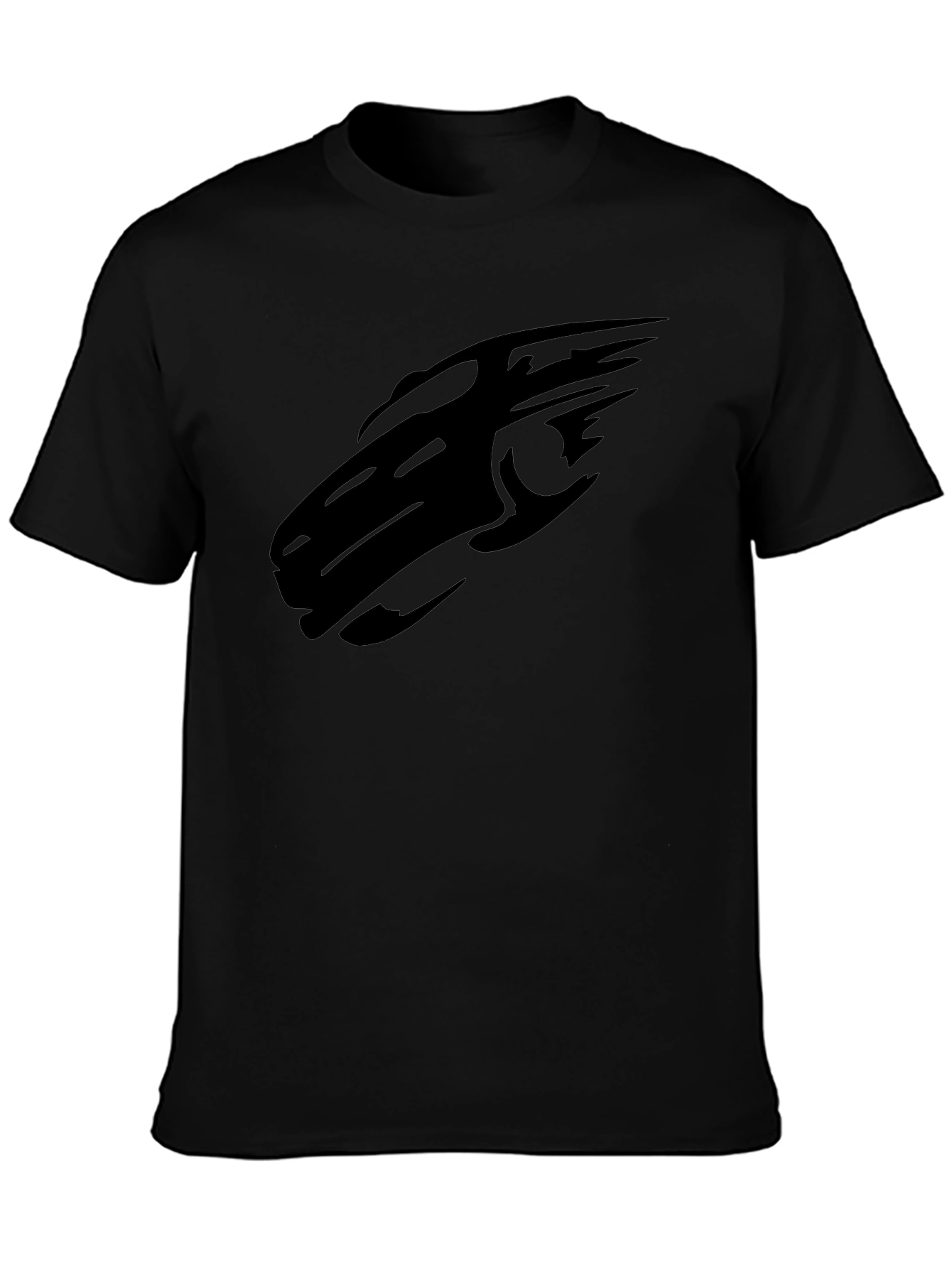 Sleek Black T-Shirt with Abstract Car Design