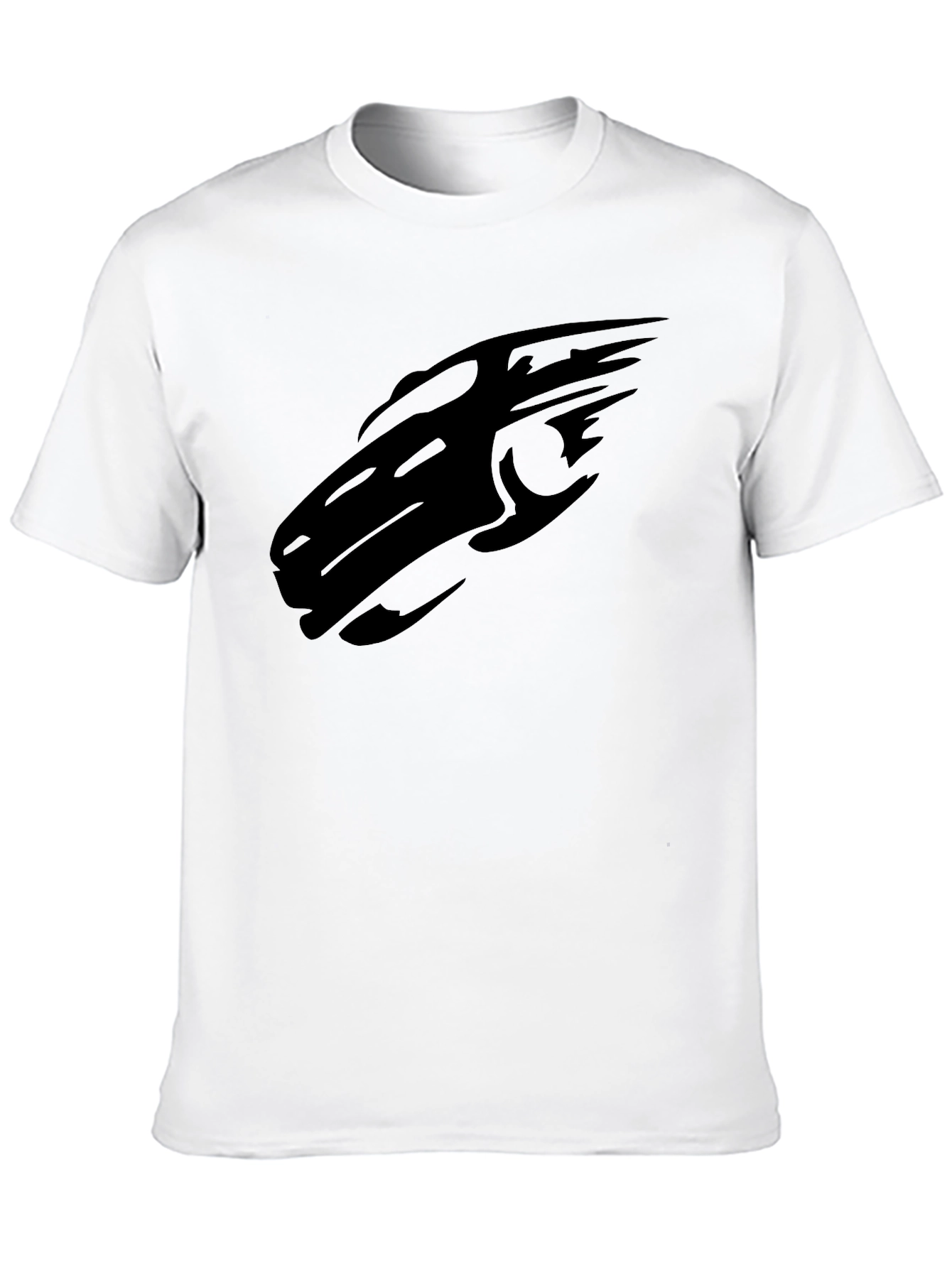 Sleek Black T-Shirt with Abstract Car Design
