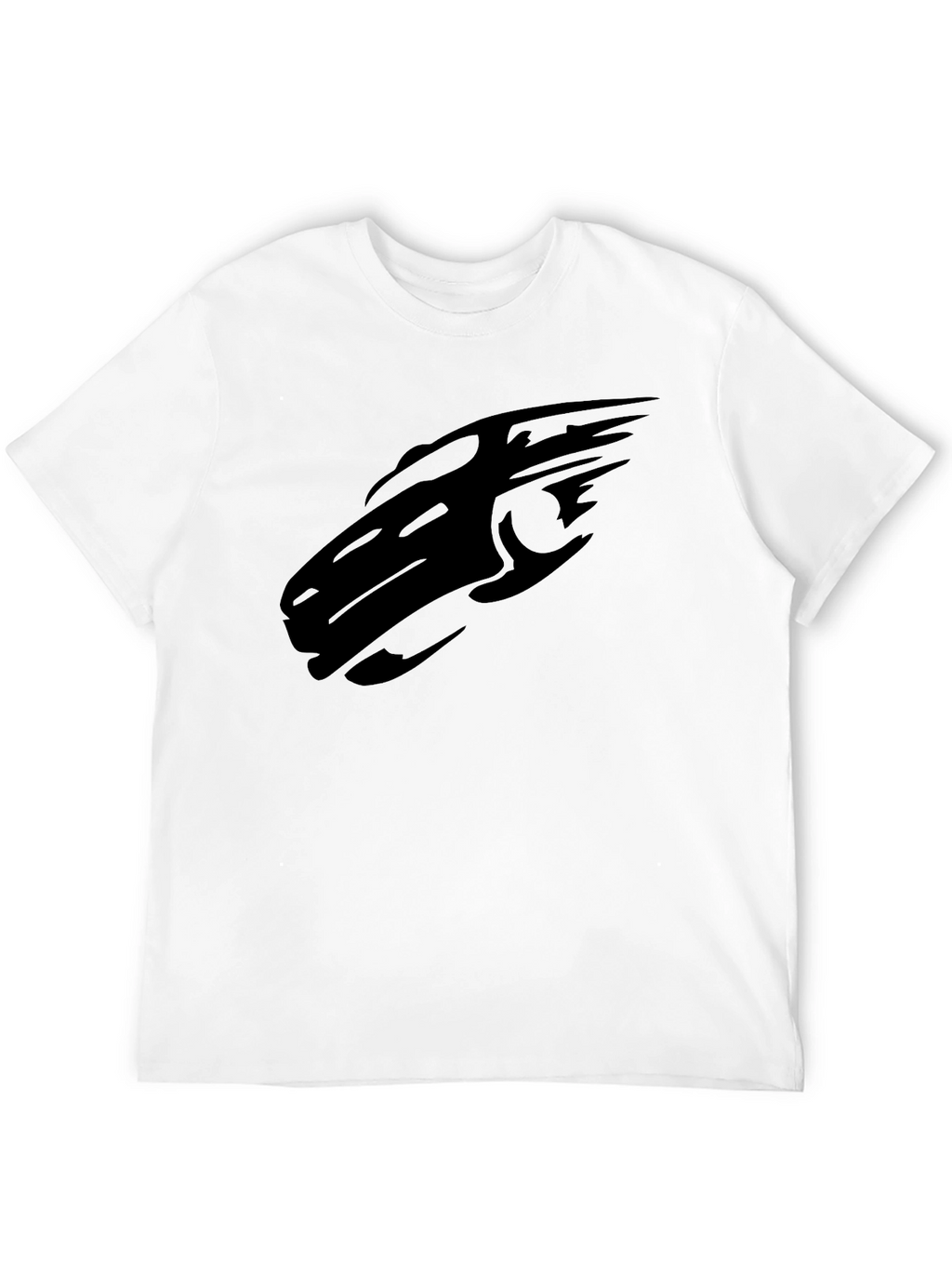 Sleek Black T-Shirt with Abstract Car Design