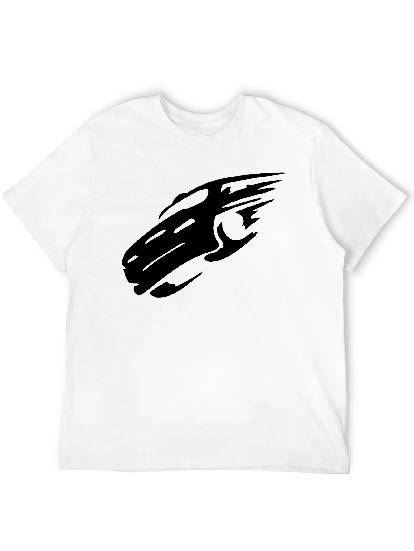 Sleek Black T-Shirt with Abstract Car Design