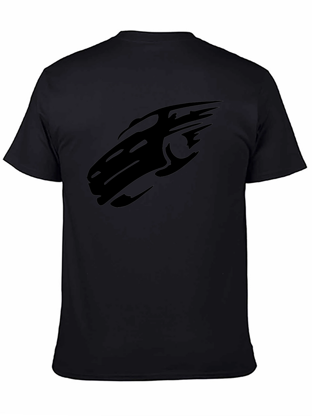 Sleek Black T-Shirt with Abstract Car Design